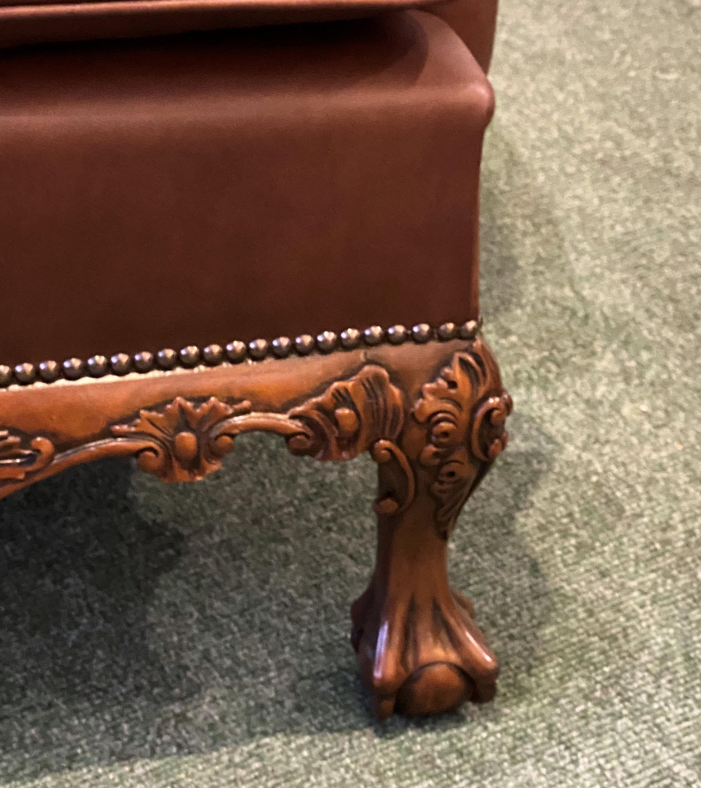 Georgian Style English Leather Wing Armchair In New Condition For Sale In London, GB
