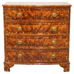 Georgian Style Faux Tortoise Painted Bow Front Chest of Drawers, 20th Century