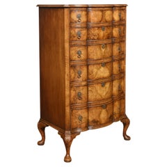 Georgian Style Figured Walnut Tall Chest of Drawers