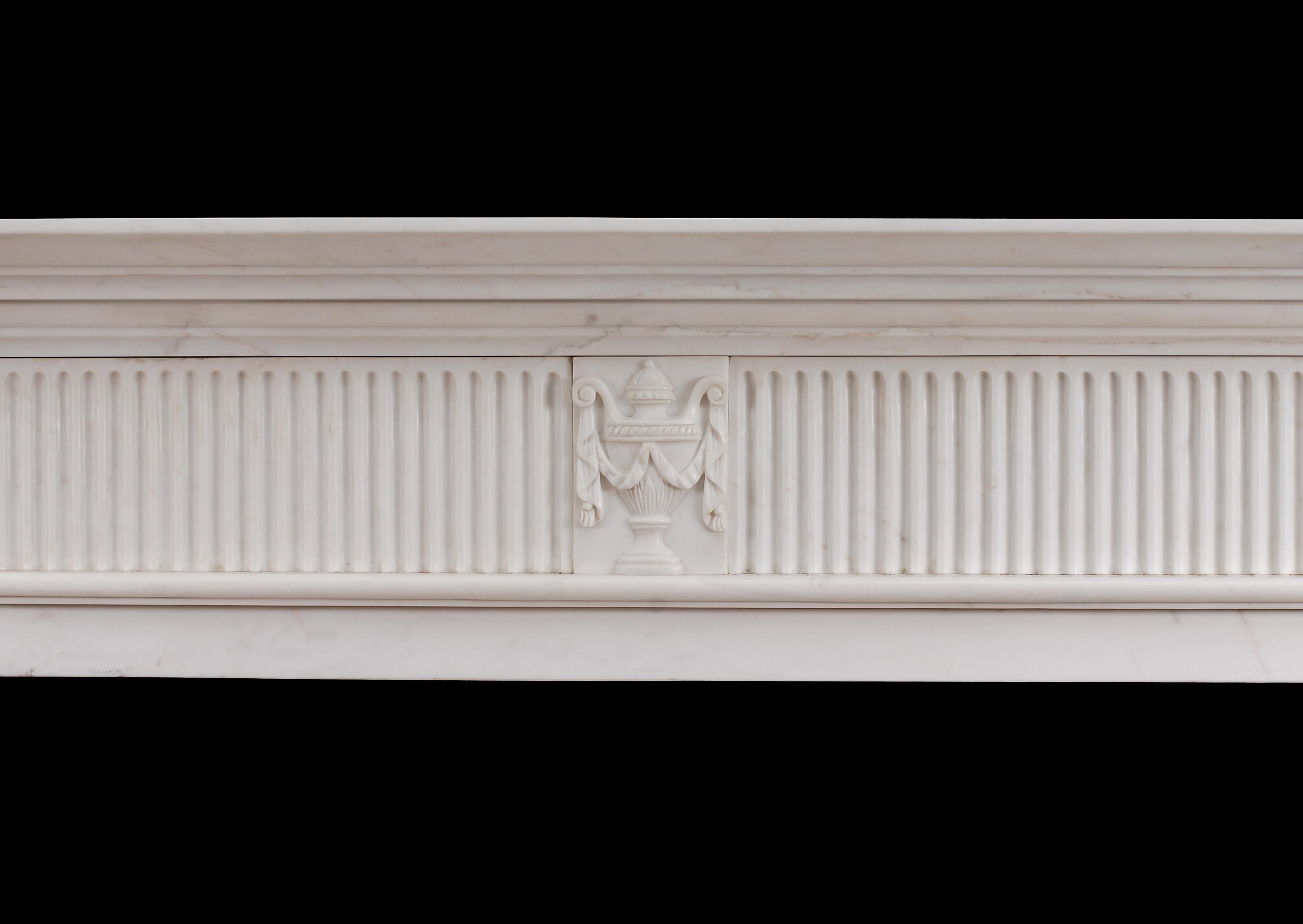 English Georgian Style Fireplace in White Marble For Sale