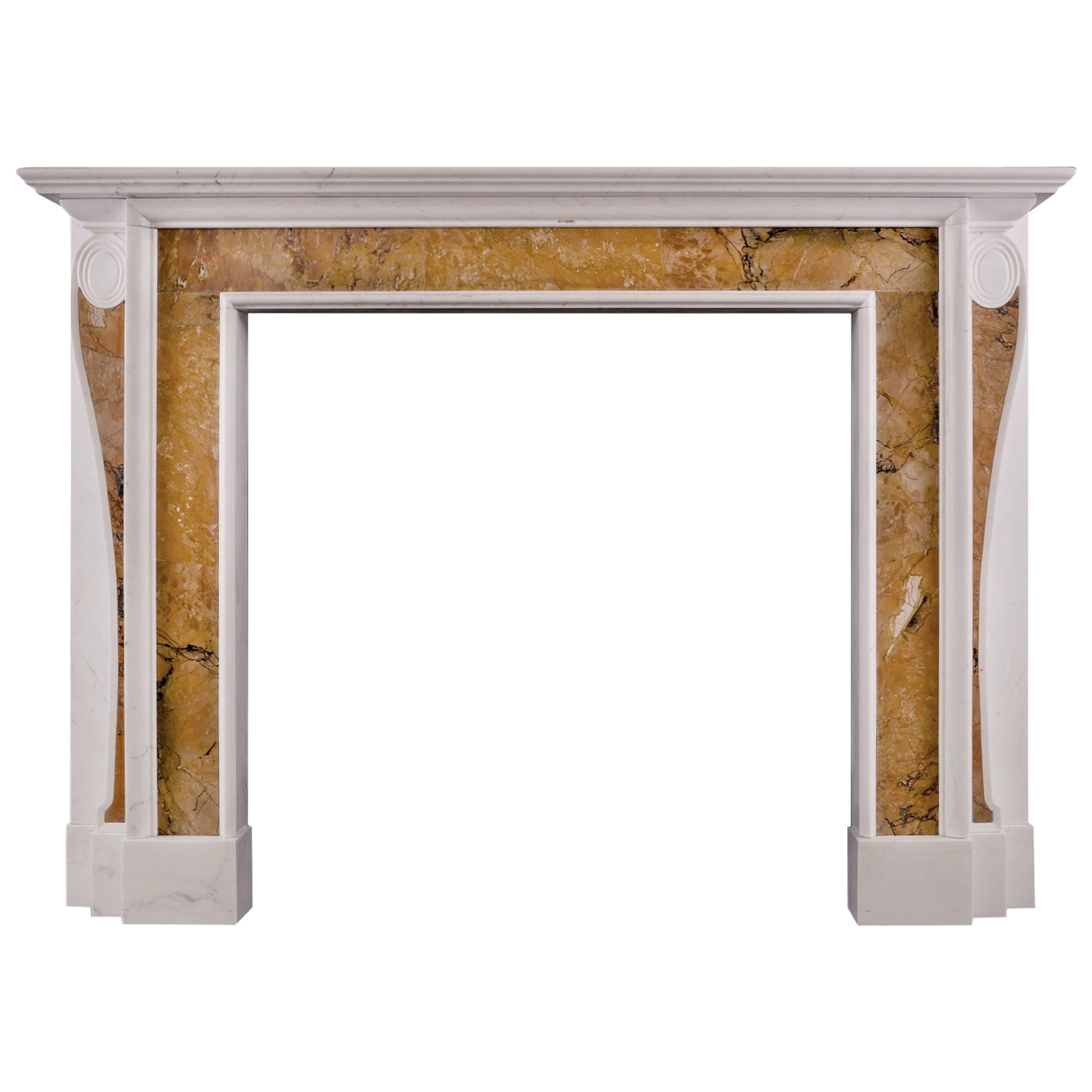 Georgian Style Fireplace with Inlaid Sienna Marble  For Sale
