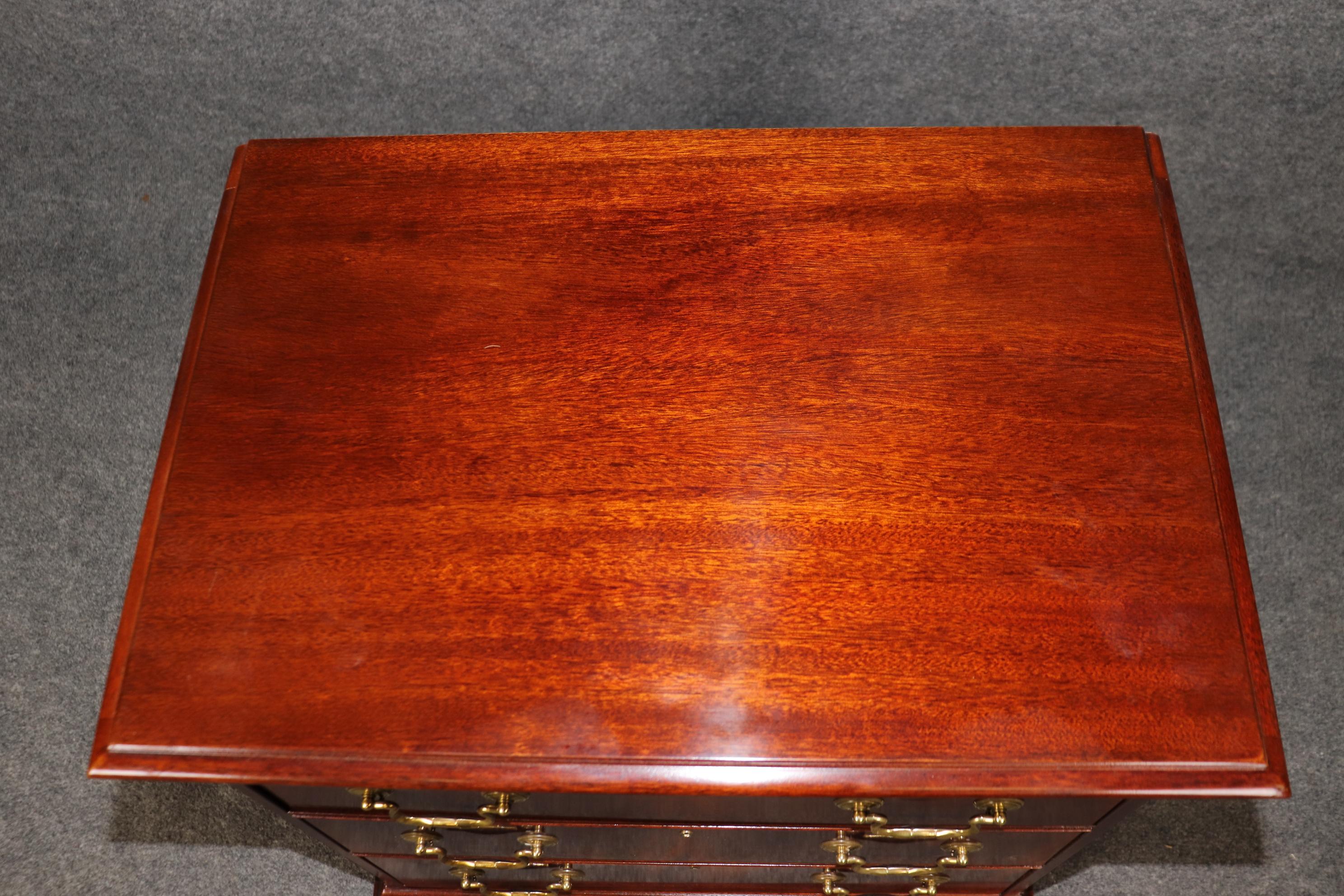 Georgian Style Flame Mahogany and Brass Nightstand  Chest by Hickory Chair For Sale 2
