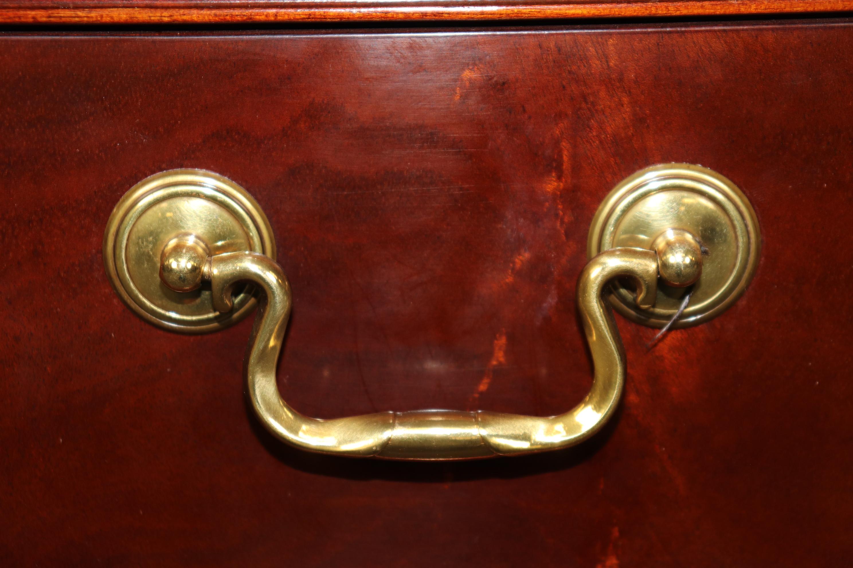 Georgian Style Flame Mahogany and Brass Nightstand  Chest by Hickory Chair For Sale 4