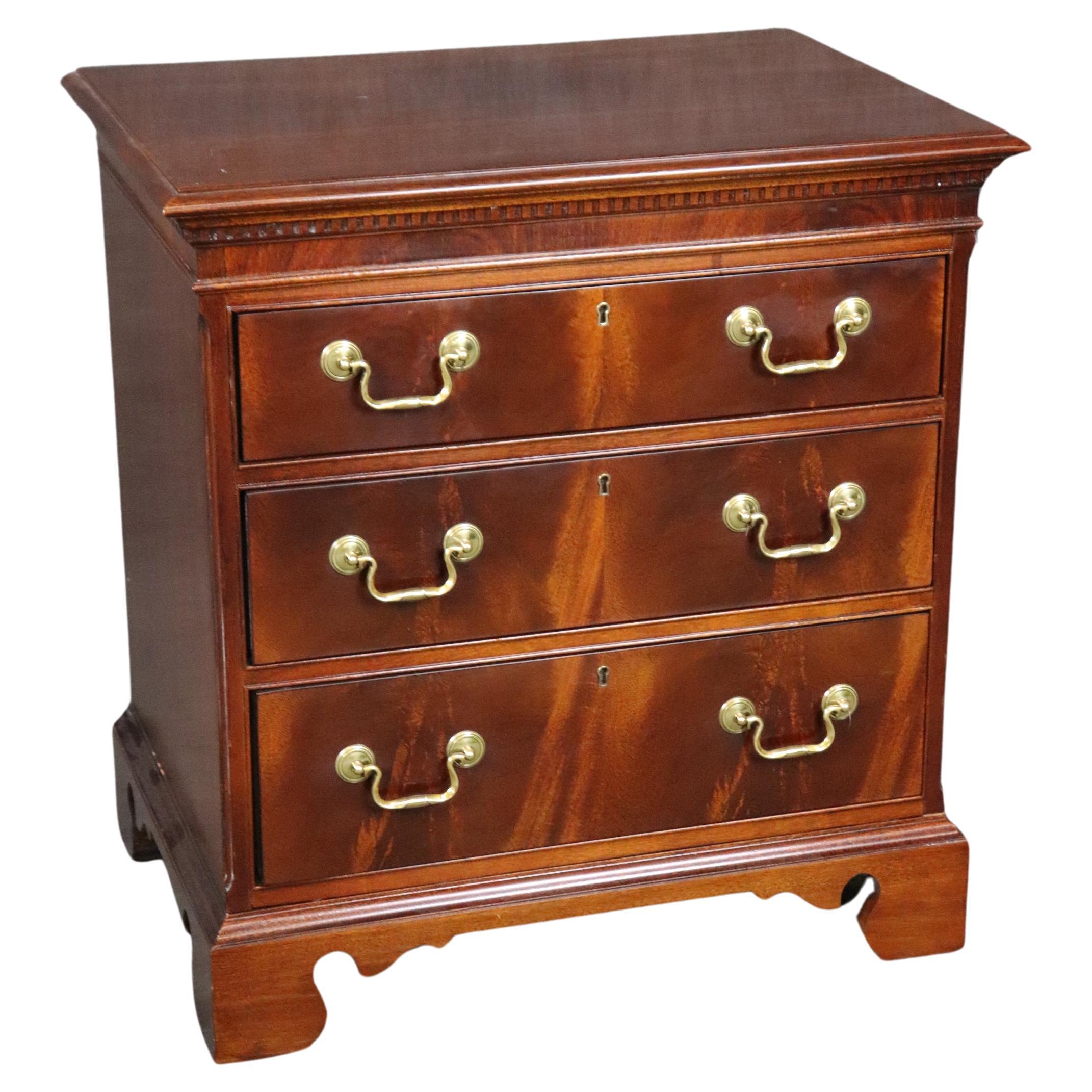 Georgian Style Flame Mahogany and Brass Nightstand  Chest by Hickory Chair