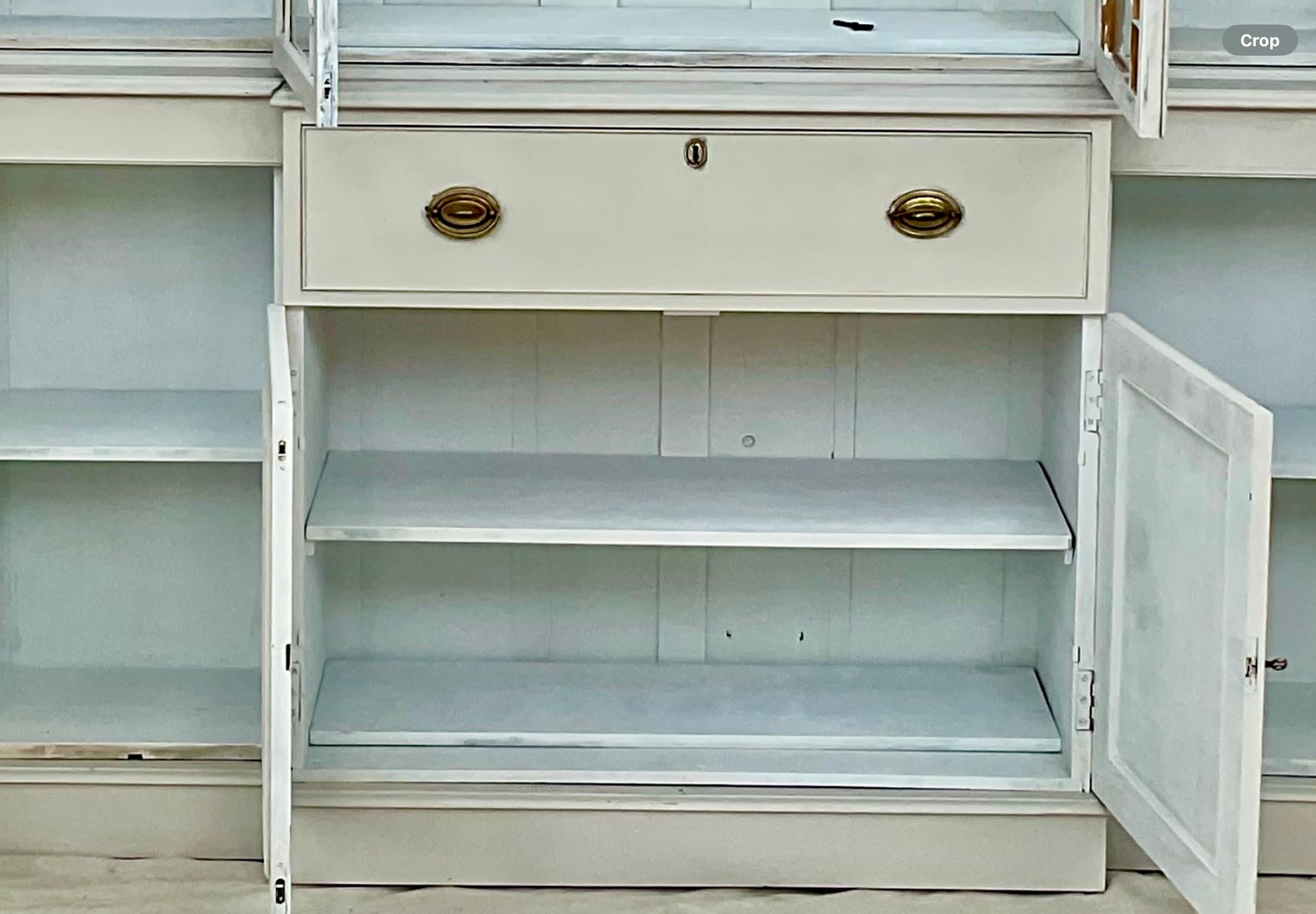 Georgian Style Grey Painted Breakfront Book Case 1