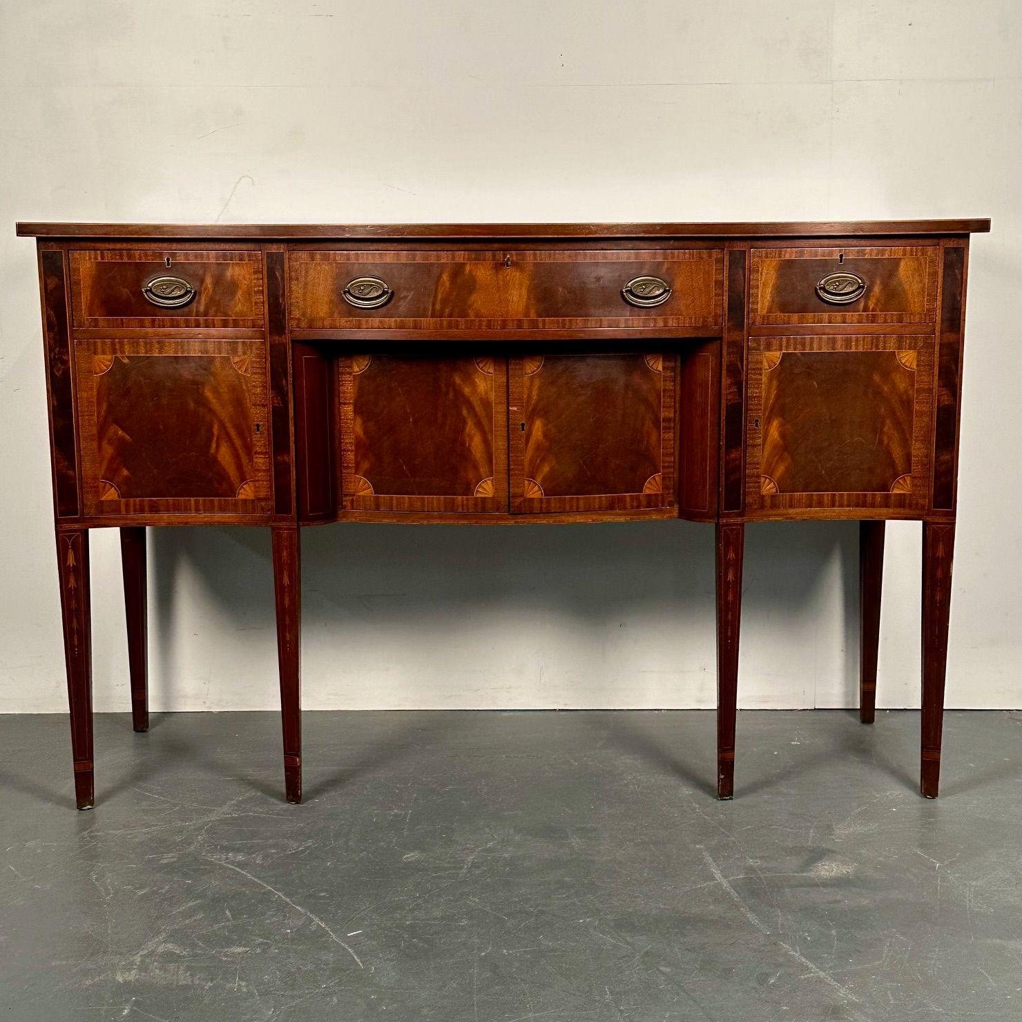 American Georgian Style Hepplewhite Mahogany Cabinetmaker Sideboard, Documentation, 1931 For Sale