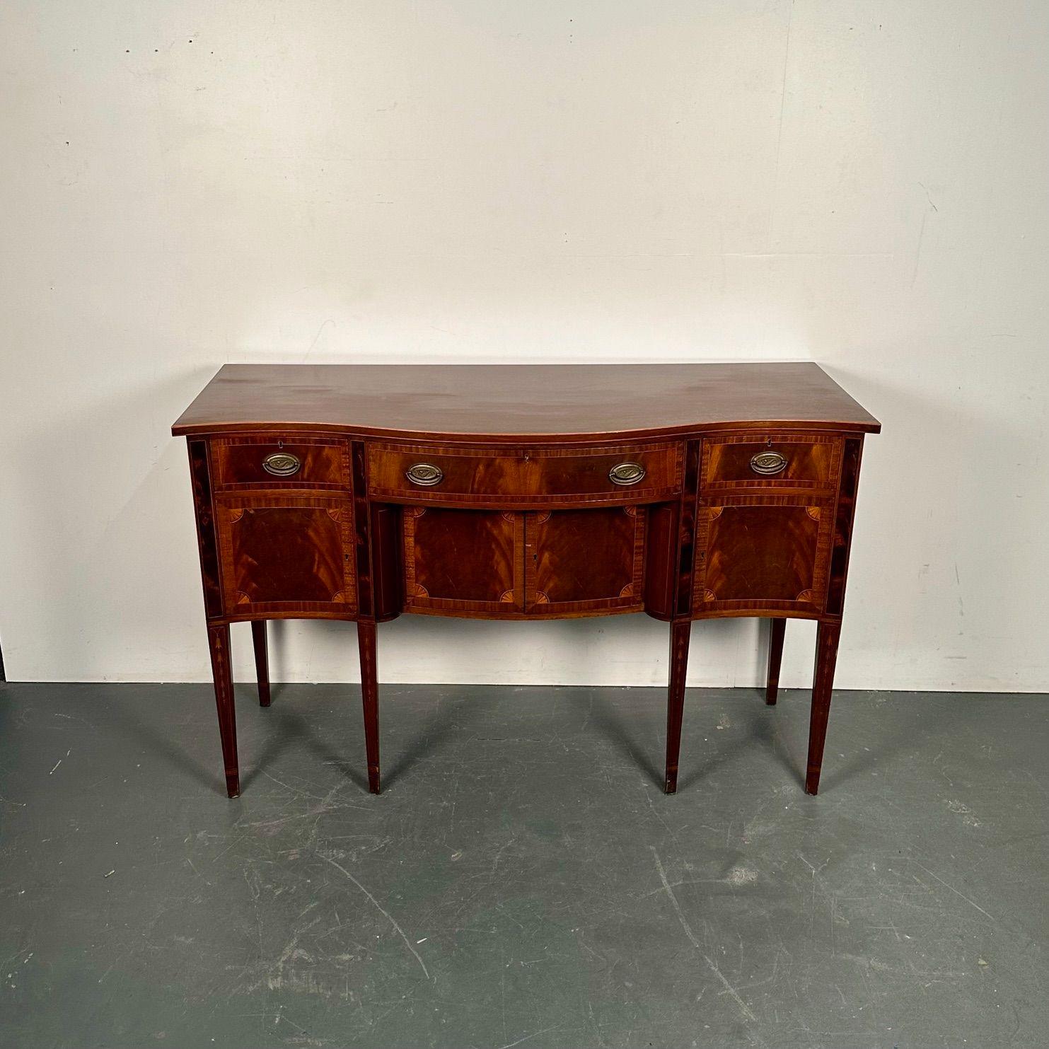 Georgian Style Hepplewhite Mahogany Cabinetmaker Sideboard, Documentation, 1931 In Fair Condition For Sale In Stamford, CT