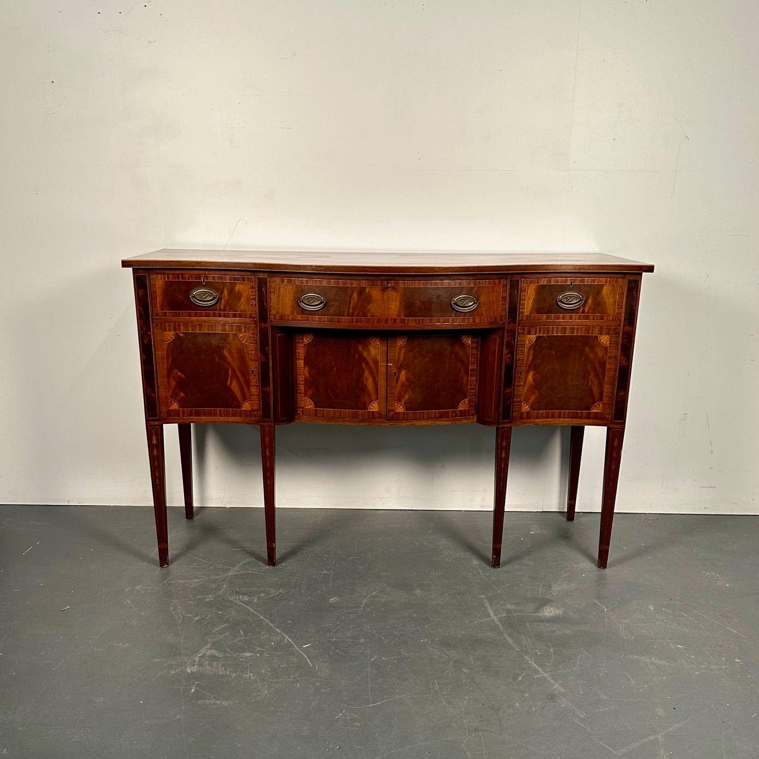 20th Century Georgian Style Hepplewhite Mahogany Cabinetmaker Sideboard, Documentation, 1931 For Sale