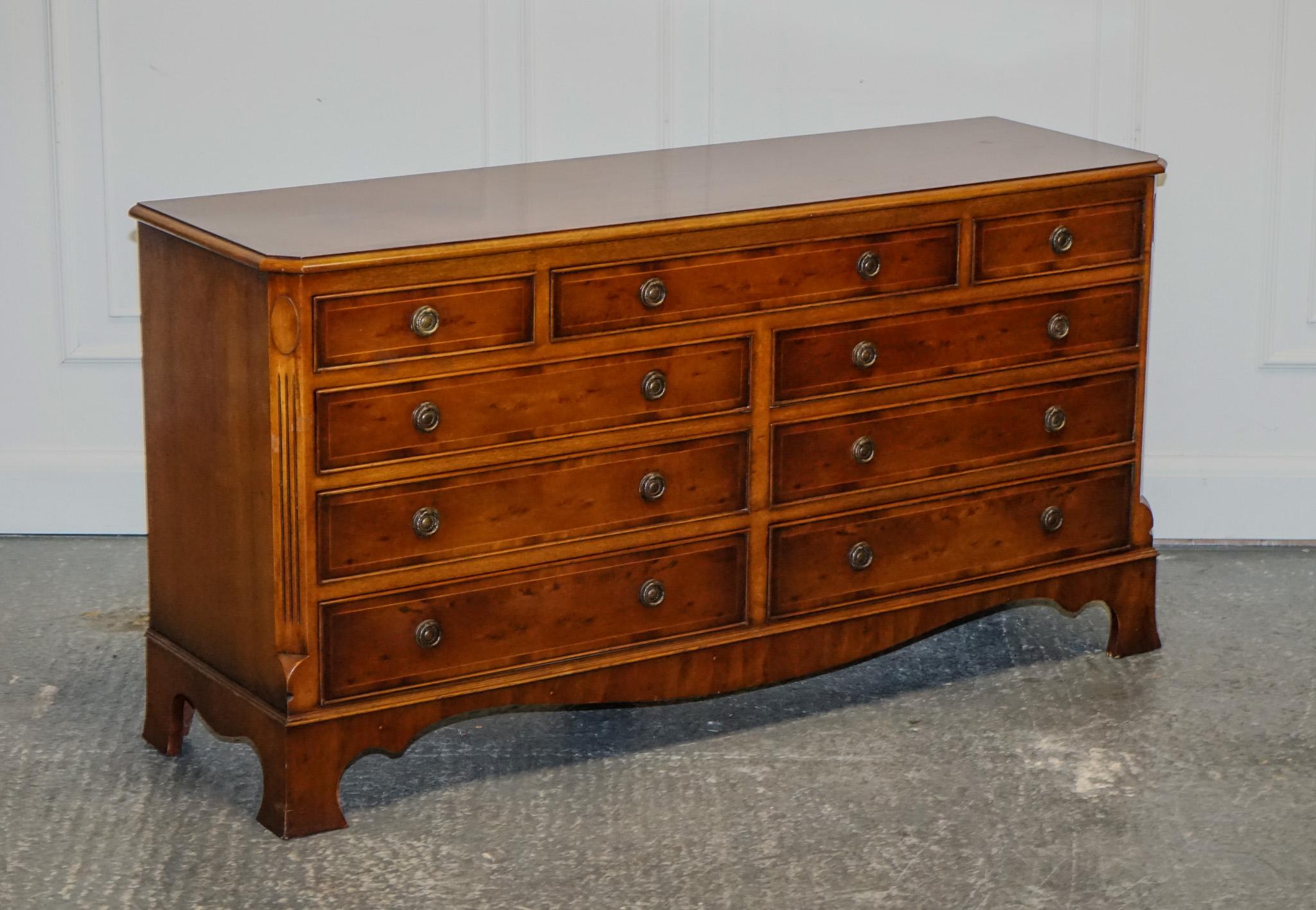 
We are delighted to offer for sale this Georgian Style E.G Hudson Yew Wood Sideboard Chest Wood. 

A solid and fine quality sideboard, this item will have some surface light scratches and marks, as you would expect with any vintage or antique item.