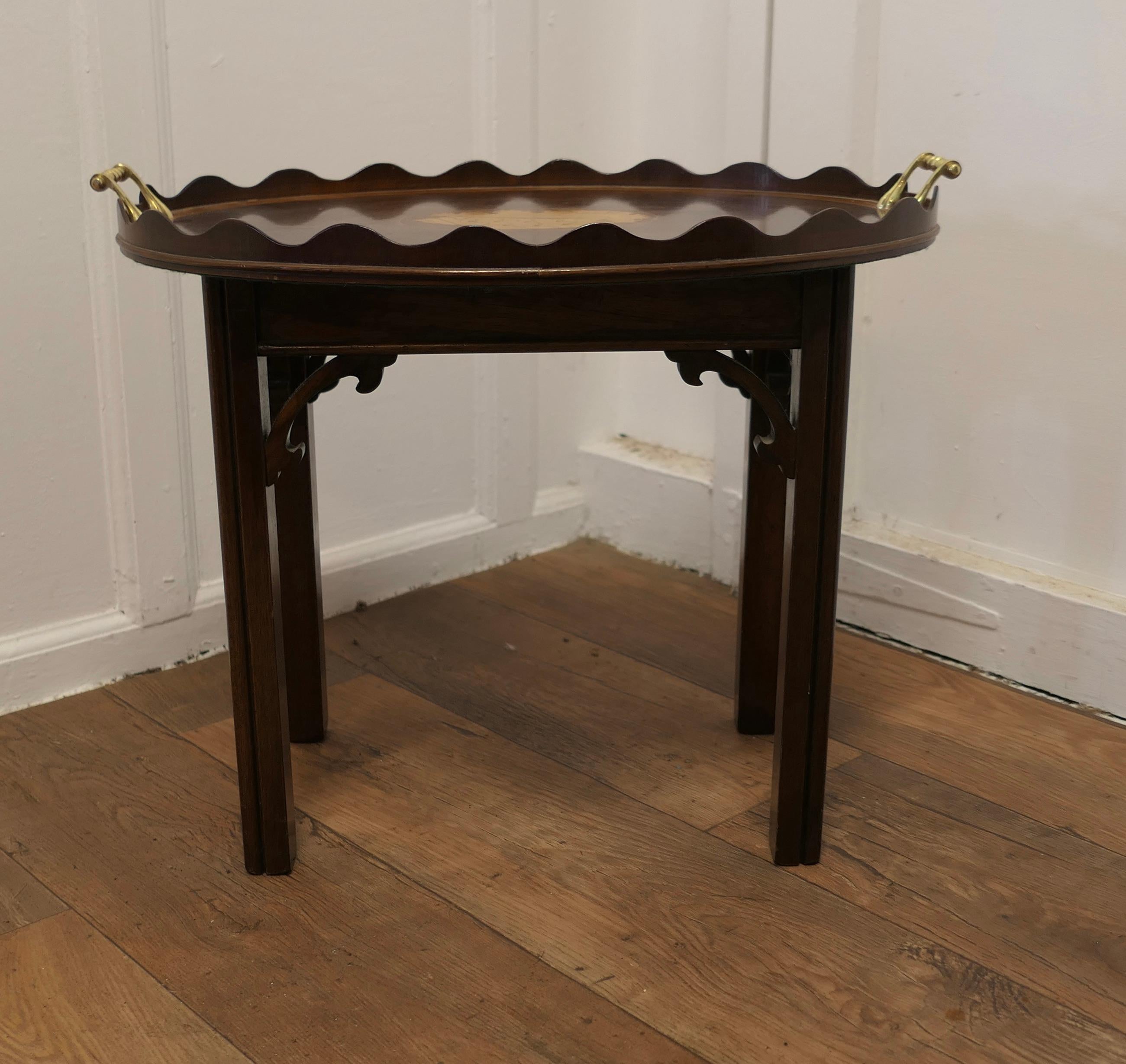Sheraton Georgian Style Inlaid Butlers Tray on Stand    For Sale