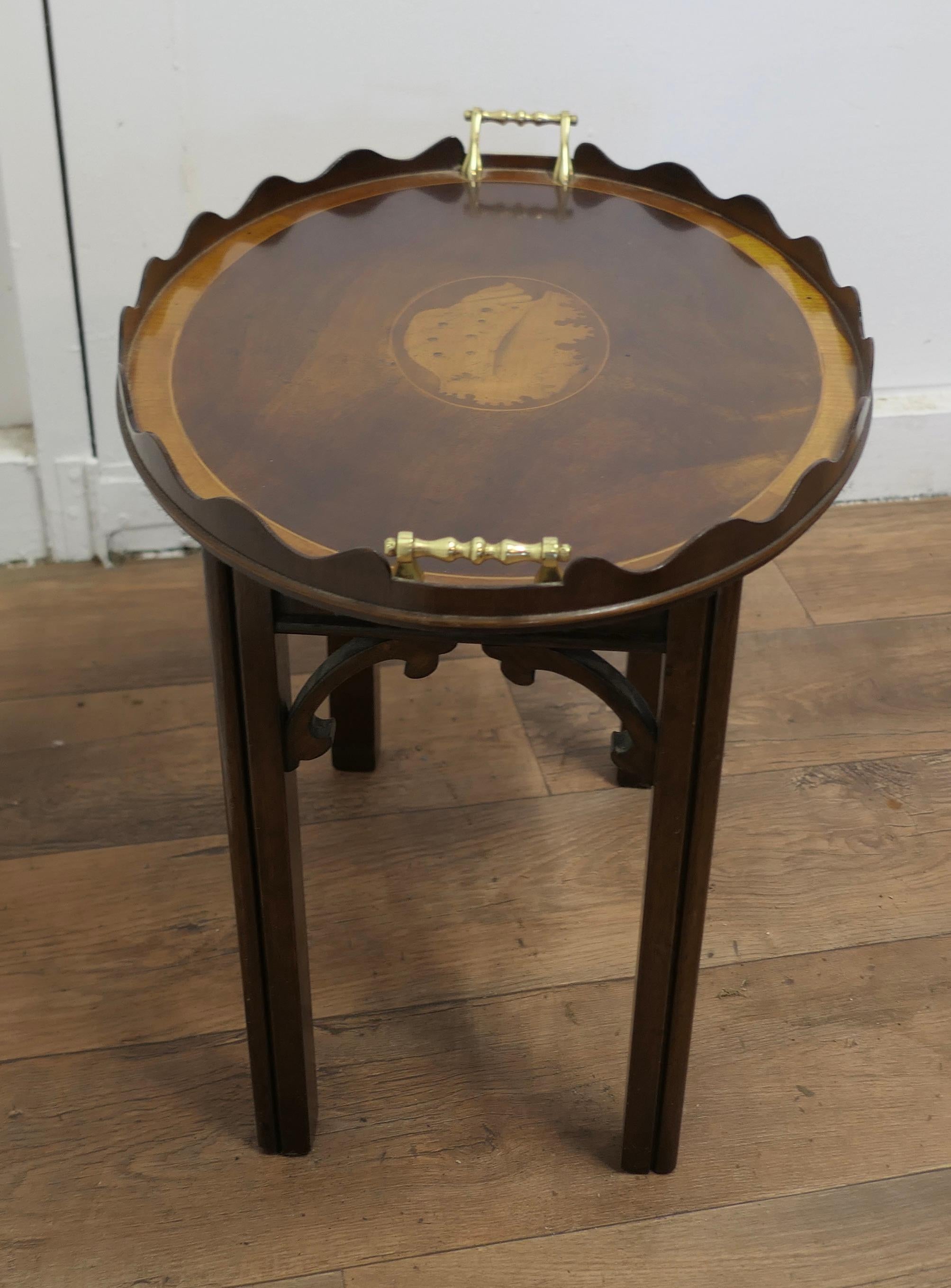 Georgian Style Inlaid Butlers Tray on Stand    For Sale 1
