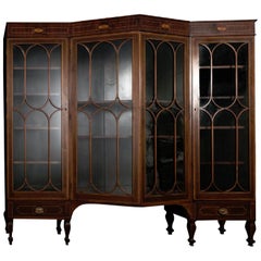 Georgian Style Inlaid Mahogany Architectural Bookcase