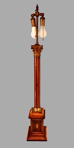 Georgian Style Inlaid Mahogany Candelabrum Now Electrified