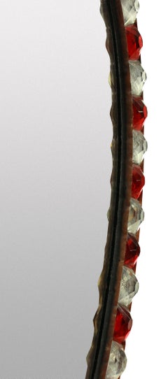 Georgian Style Irish Mirror with Ruby Glass and Rock Crystal Faceted Border