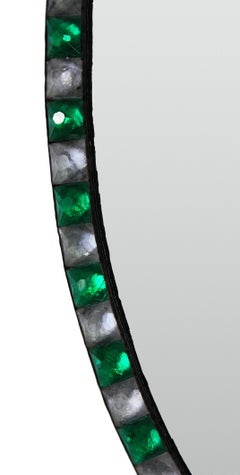 Georgian Style Irish Mirrors with Emerald Glass and Rock Crystal Faceted Border