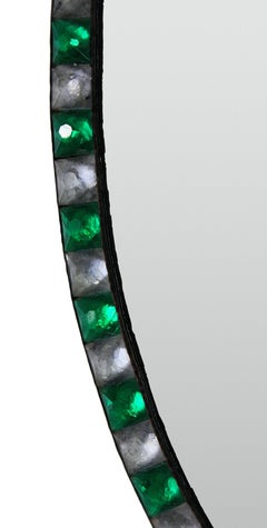 Georgian Style Irish Mirrors with Emerald Glass and Rock Crystal Faceted Border
