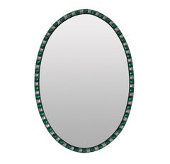 Georgian Style Irish Mirrors with Emerald Glass and Rock Crystal Faceted Border