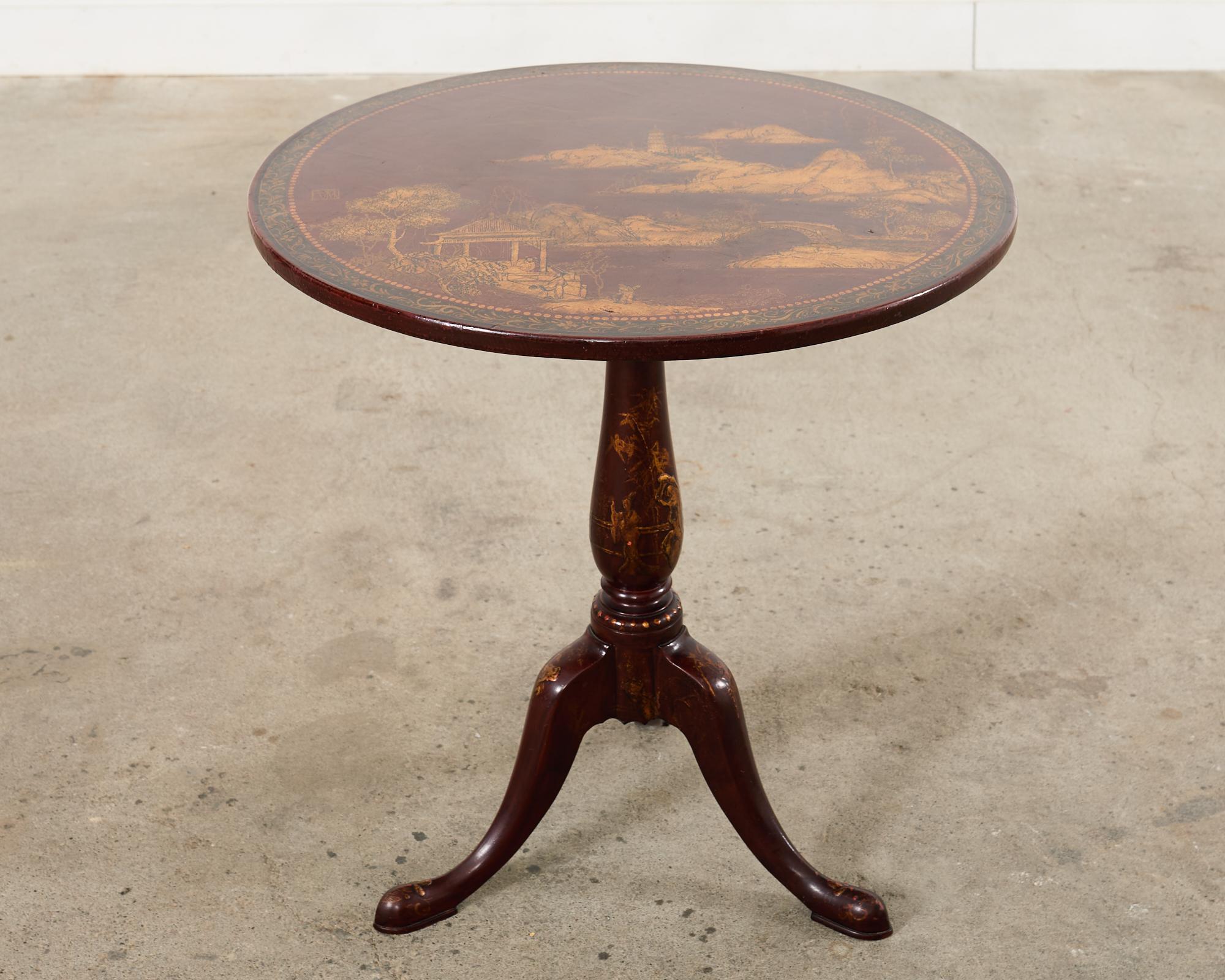 Georgianischer Stil Lackierter Japonisme Tilt Top Center Tisch (Englisch) im Angebot