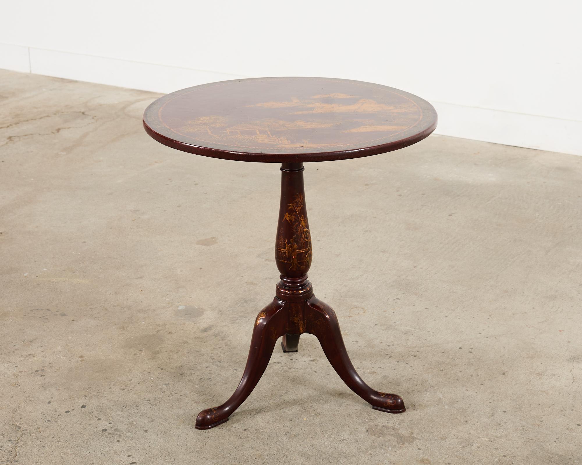 Georgianischer Stil Lackierter Japonisme Tilt Top Center Tisch (20. Jahrhundert) im Angebot