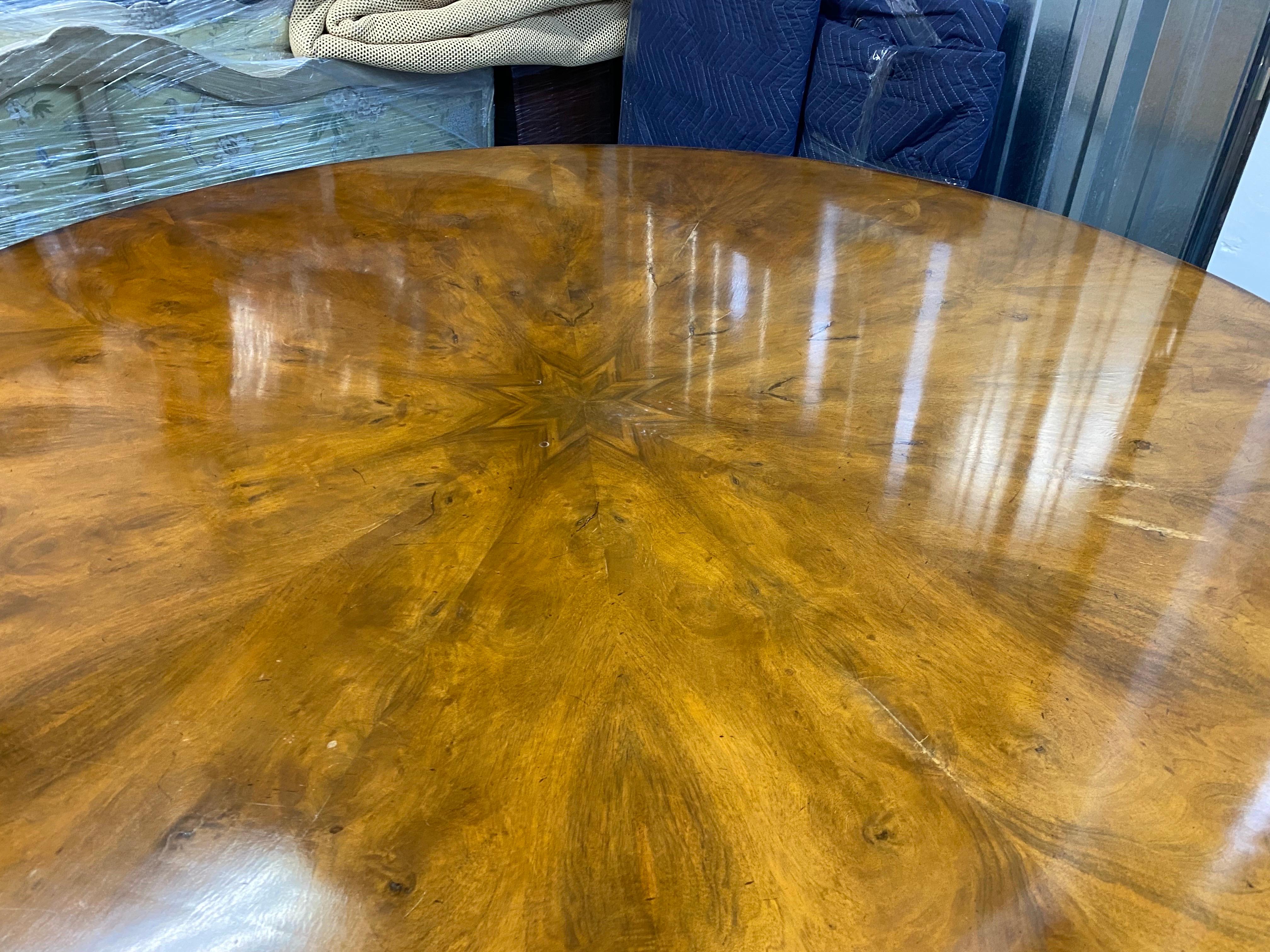 Georgian Style Large Round Starburst Matched Pedestal Table For Sale 9