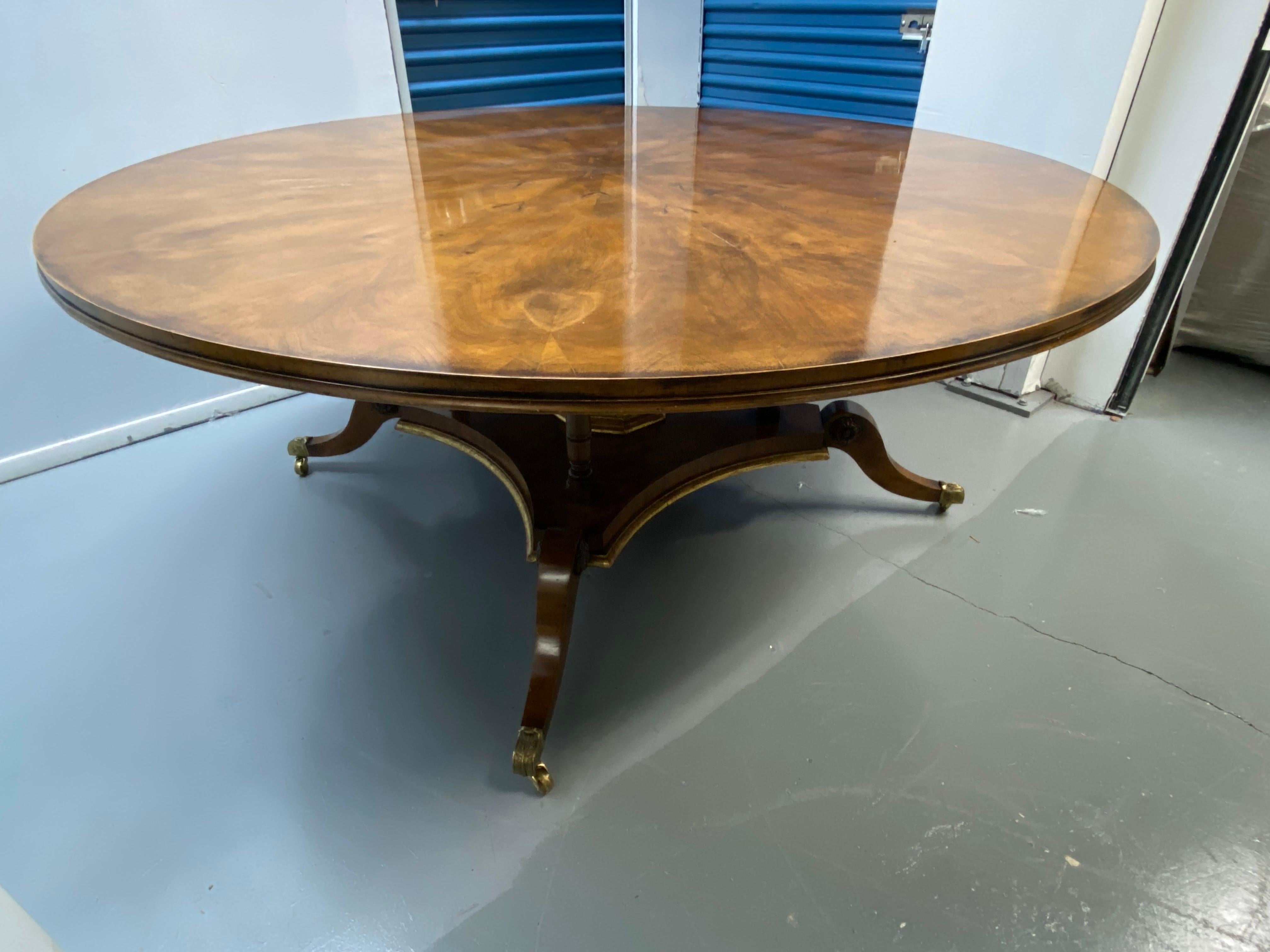 Georgian Style Large Round Starburst Matched Pedestal Table In Good Condition For Sale In Southampton, NY