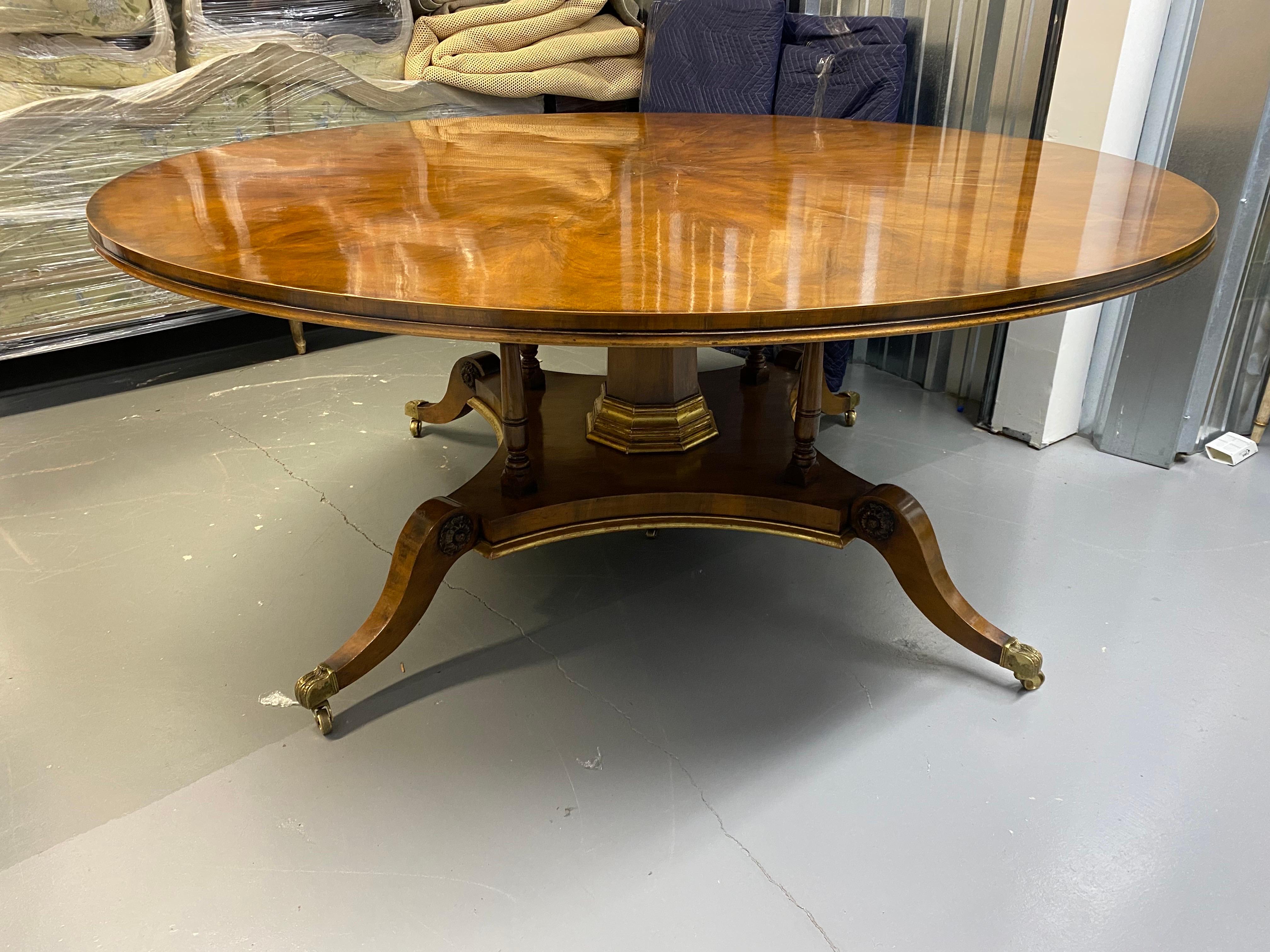 20th Century Georgian Style Large Round Starburst Matched Pedestal Table For Sale