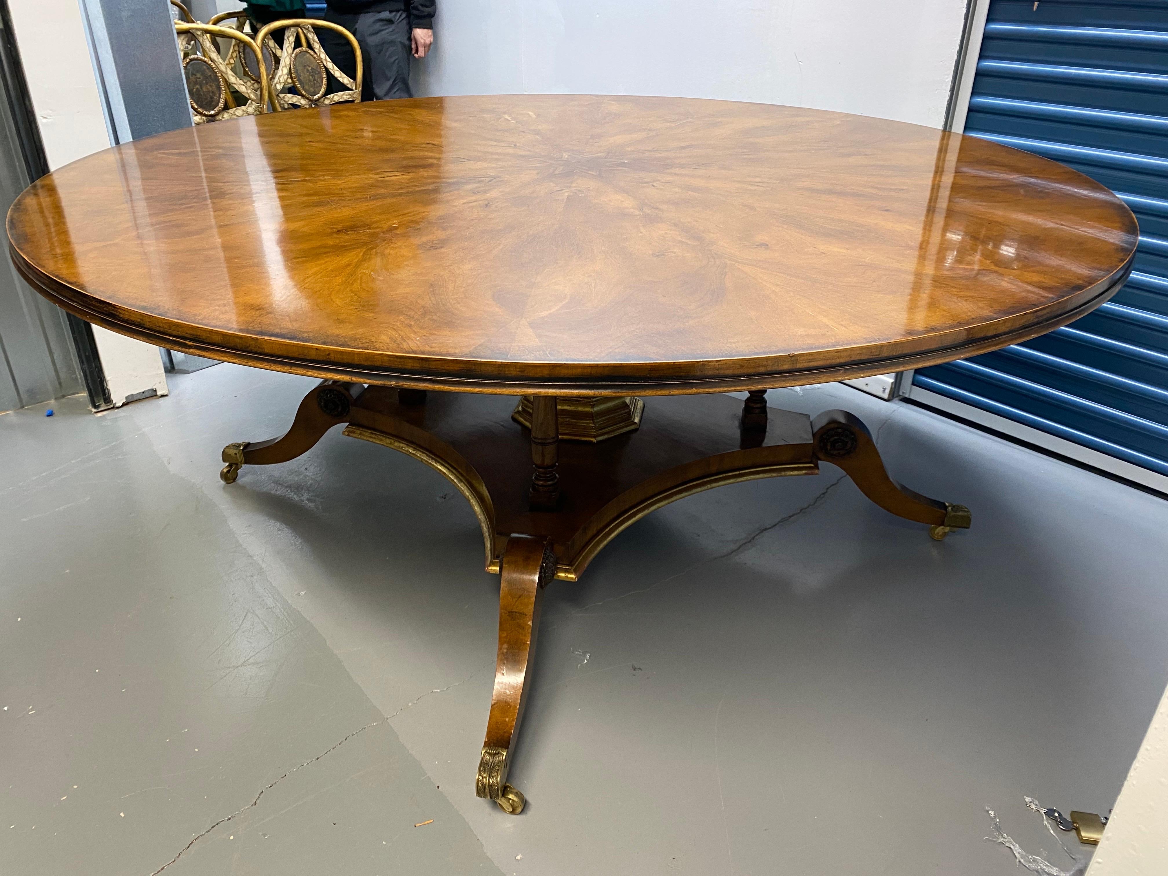 Georgian Style Large Round Starburst Matched Pedestal Table For Sale 2