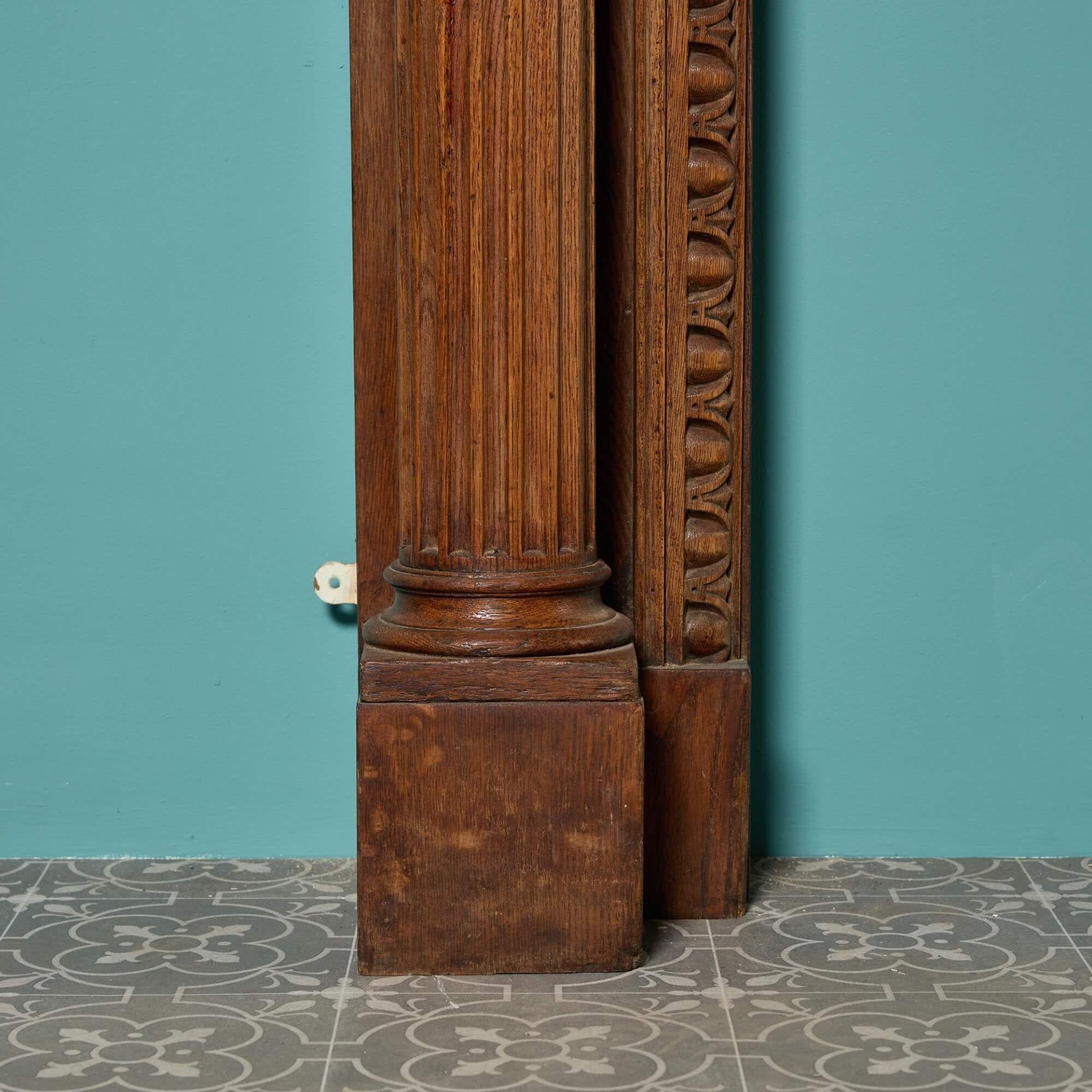 Wood Georgian Style Late 19th Century Carved Oak Fire Mantel For Sale