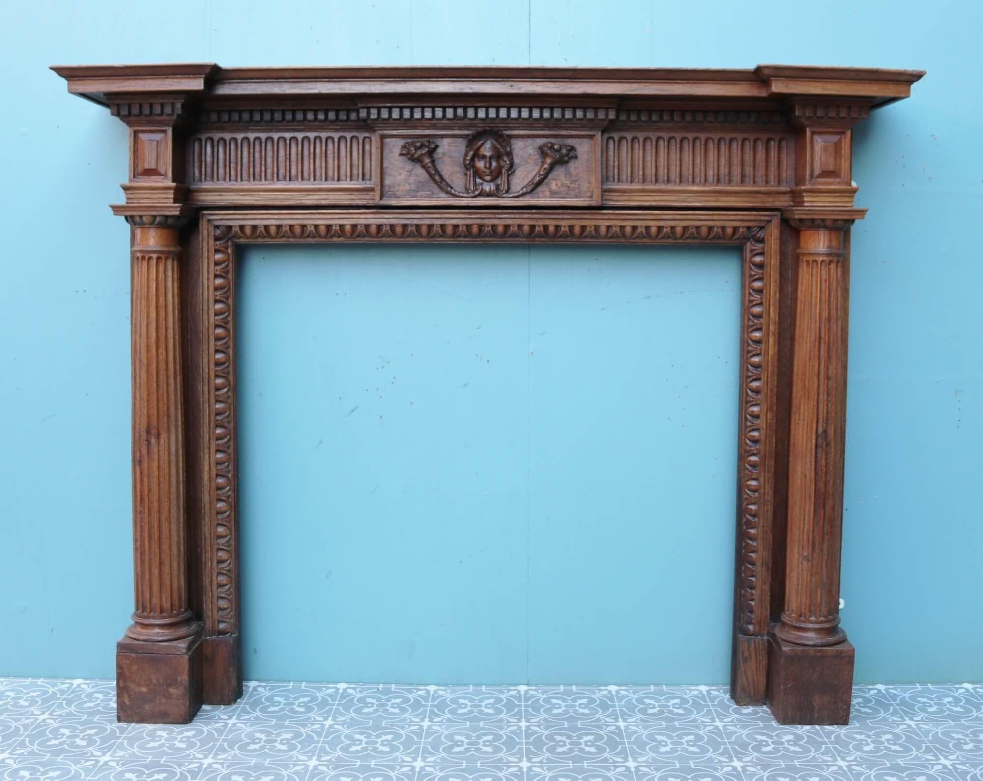 Georgian Style Late 19th Century Carved Oak Fire Mantel For Sale 3