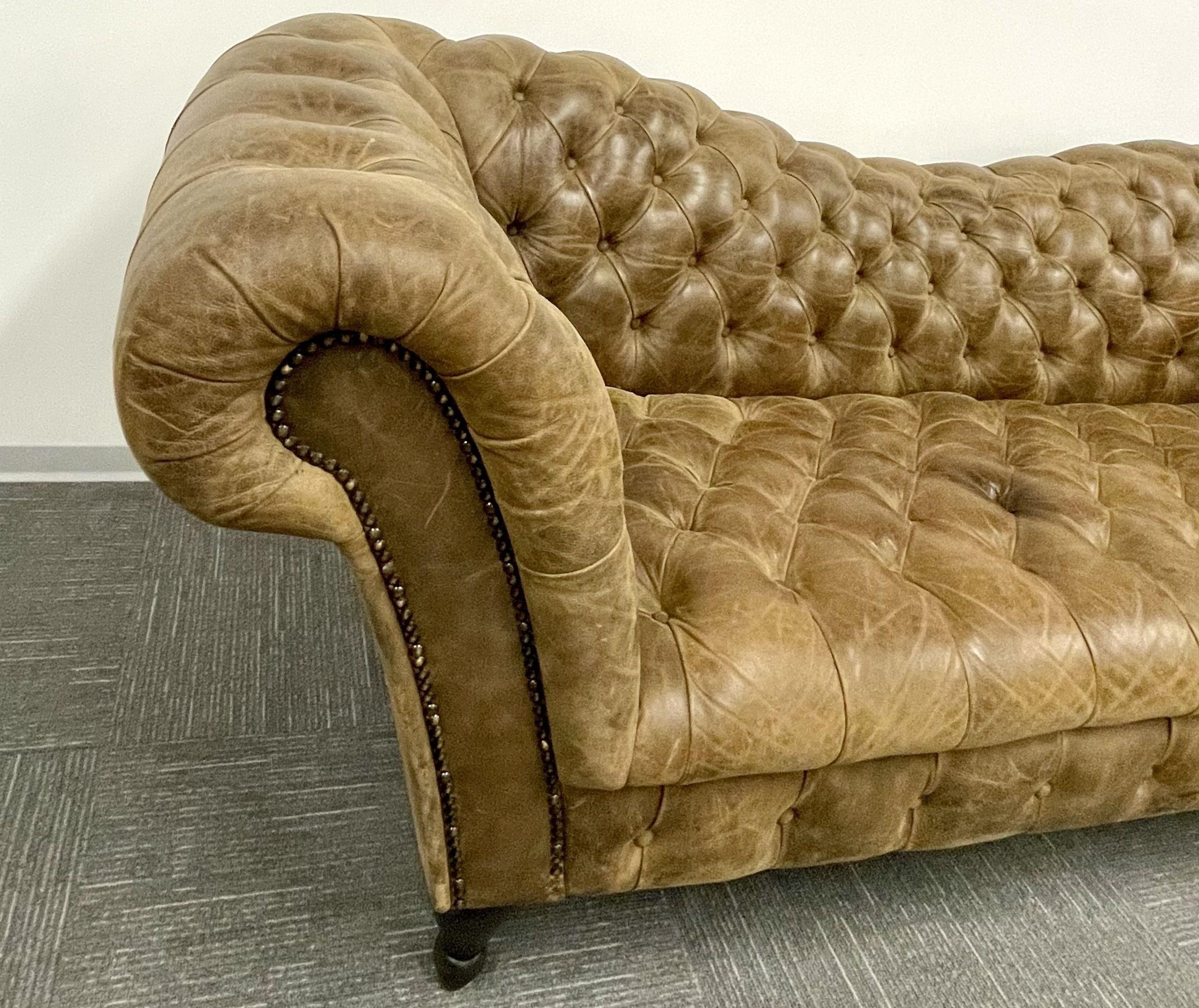 distressed brown leather couch