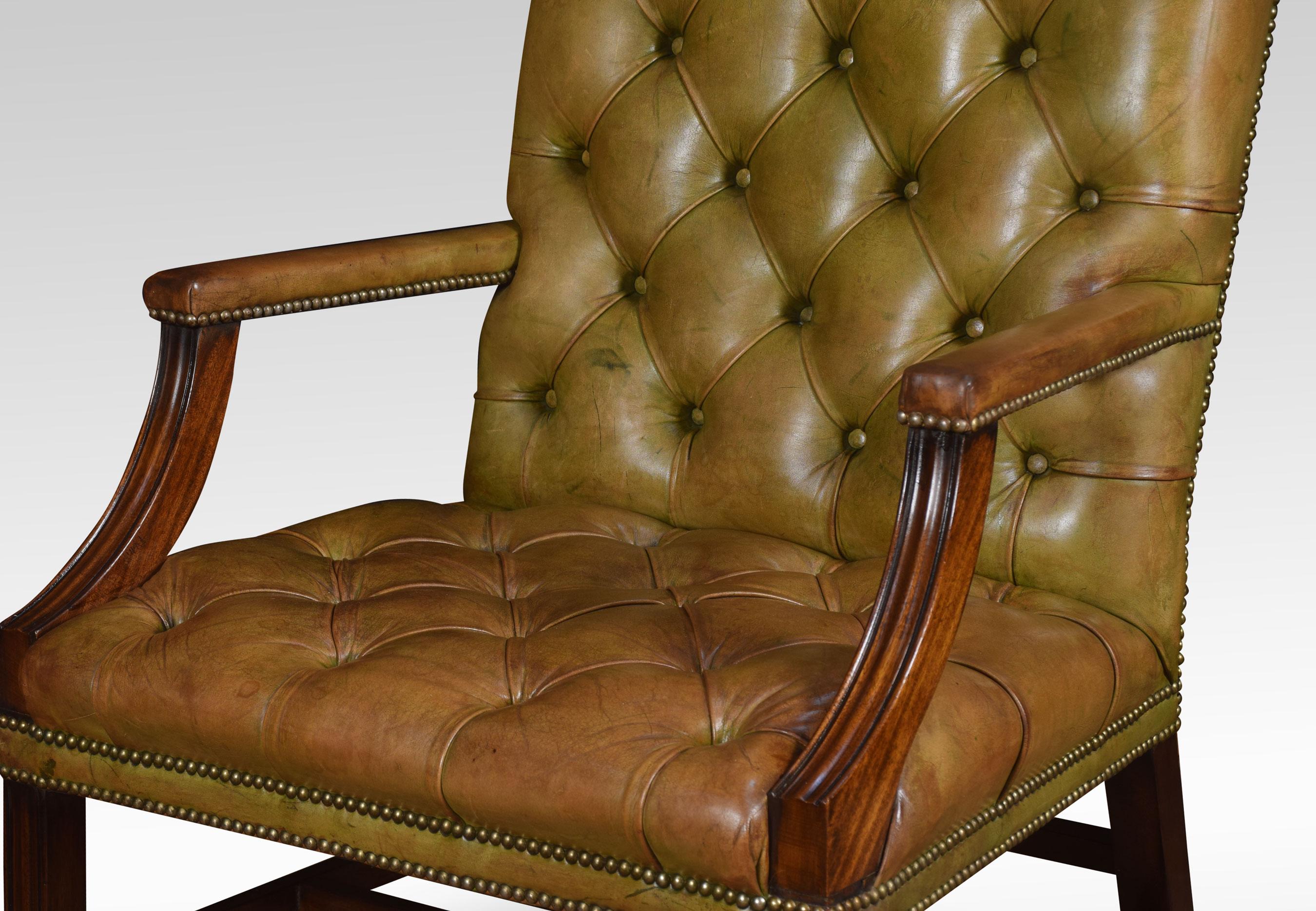 British Georgian Style Leather Gainsborough Library Chair