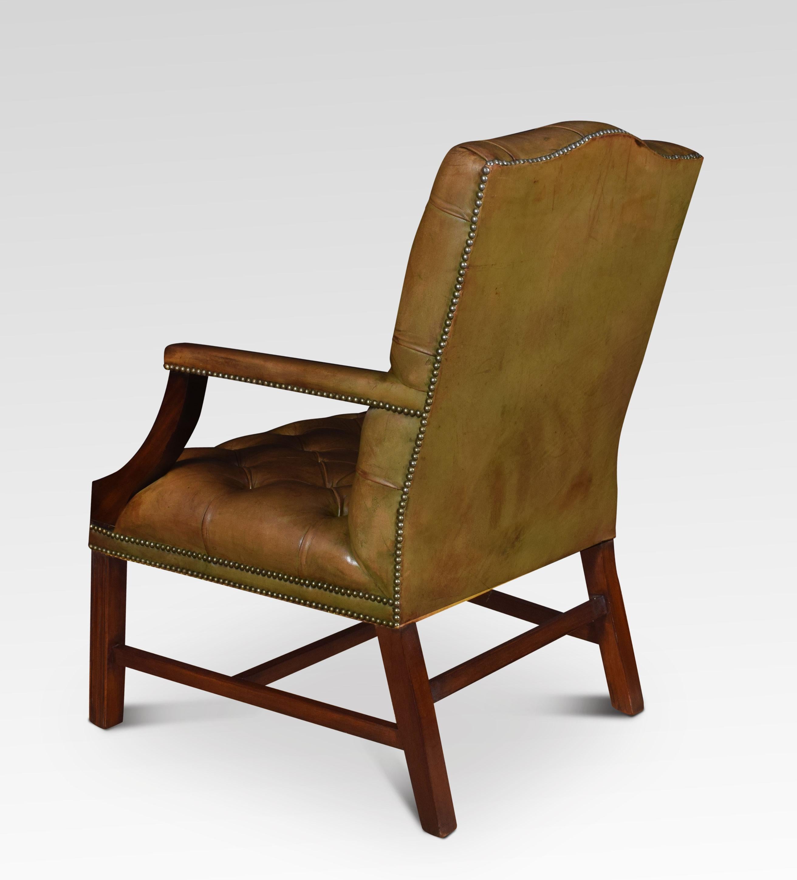 20th Century Georgian Style Leather Gainsborough Library Chair