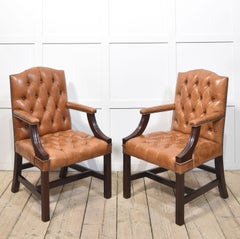 Georgian style leather Gainsborough library chairs
