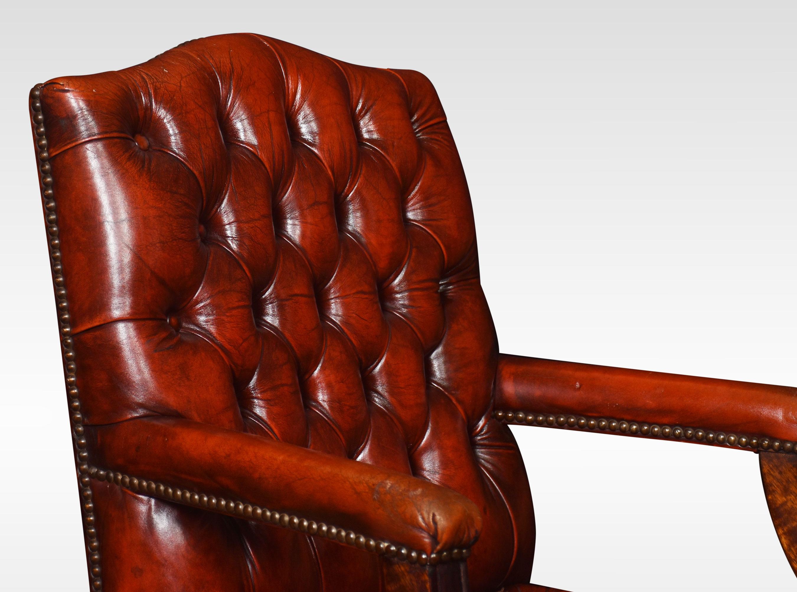 British Georgian Style Leather Gainsborough Library Chairs