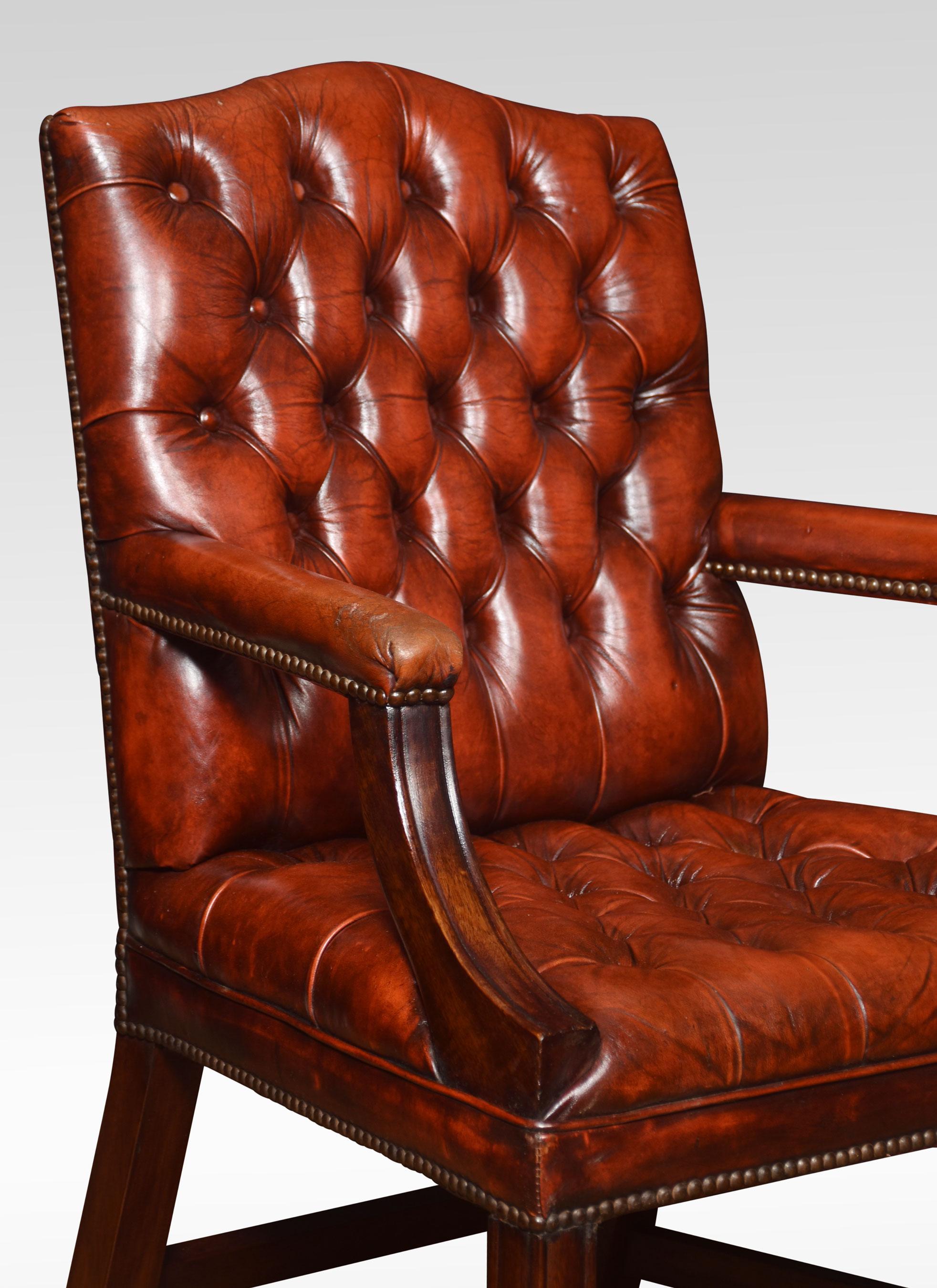 20th Century Georgian Style Leather Gainsborough Library Chairs