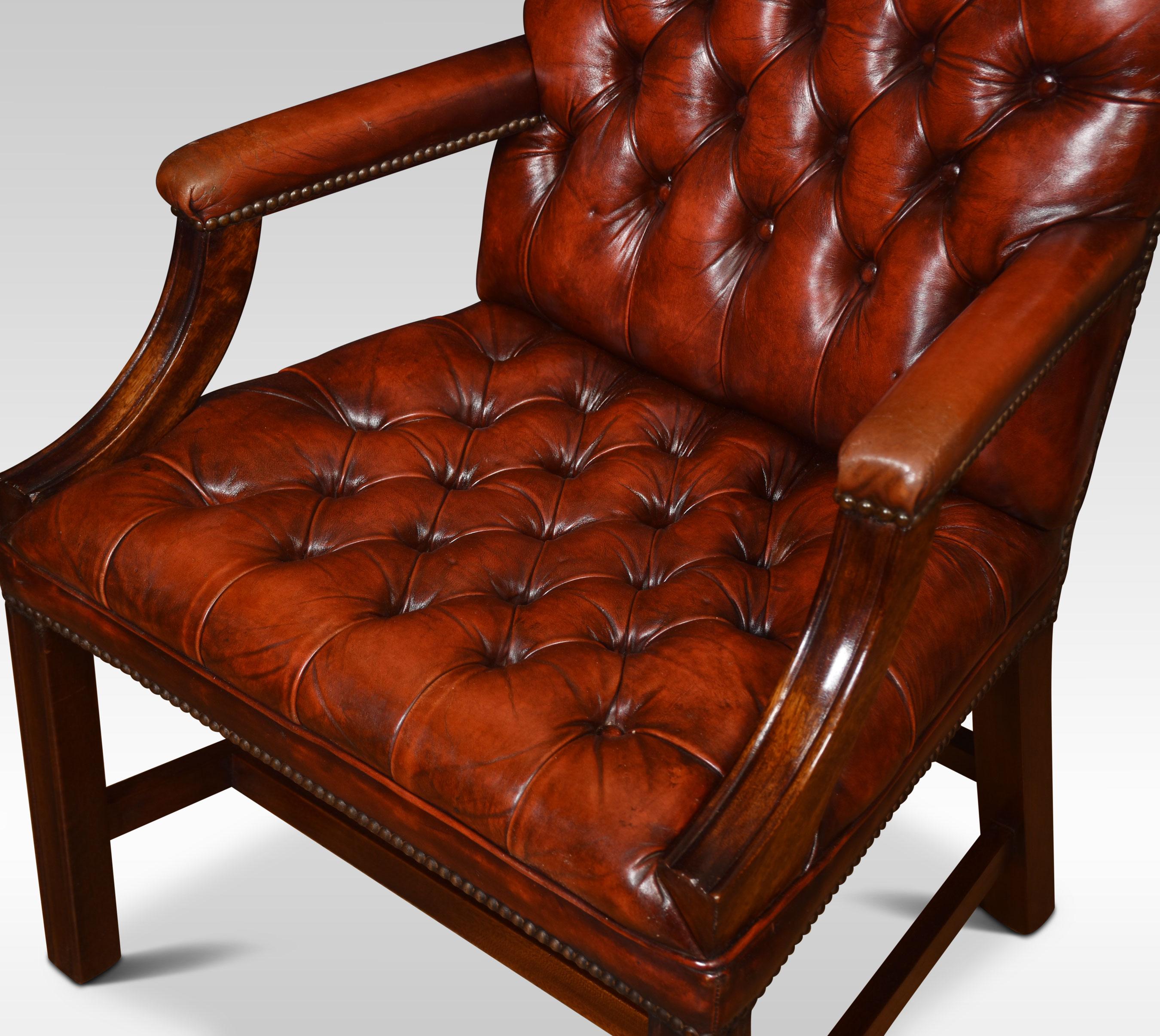 Georgian Style Leather Gainsborough Library Chairs 1