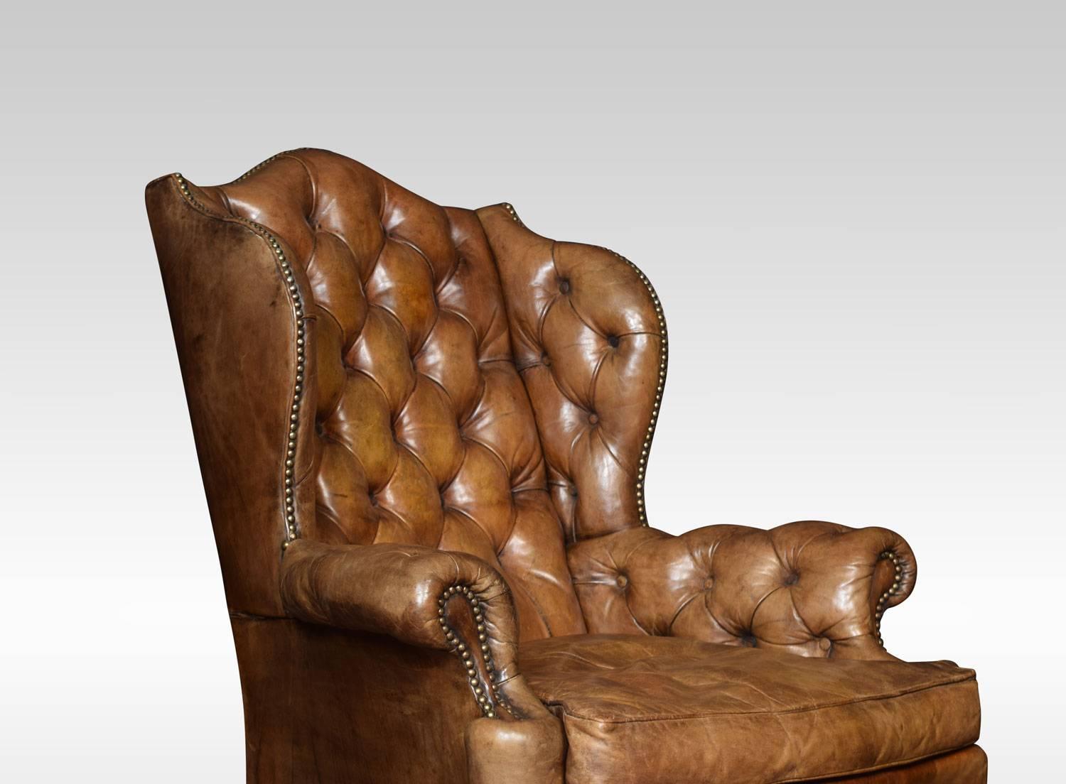 British Georgian Style Leather Wingback Armchair