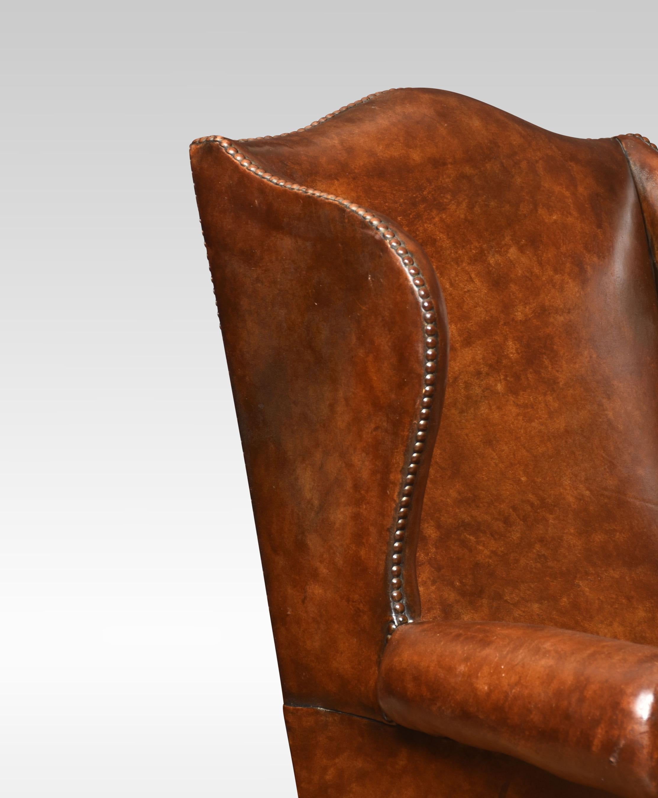 British Georgian Style Leather Wingback Armchair