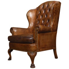 Georgian Style Leather Wingback Armchair