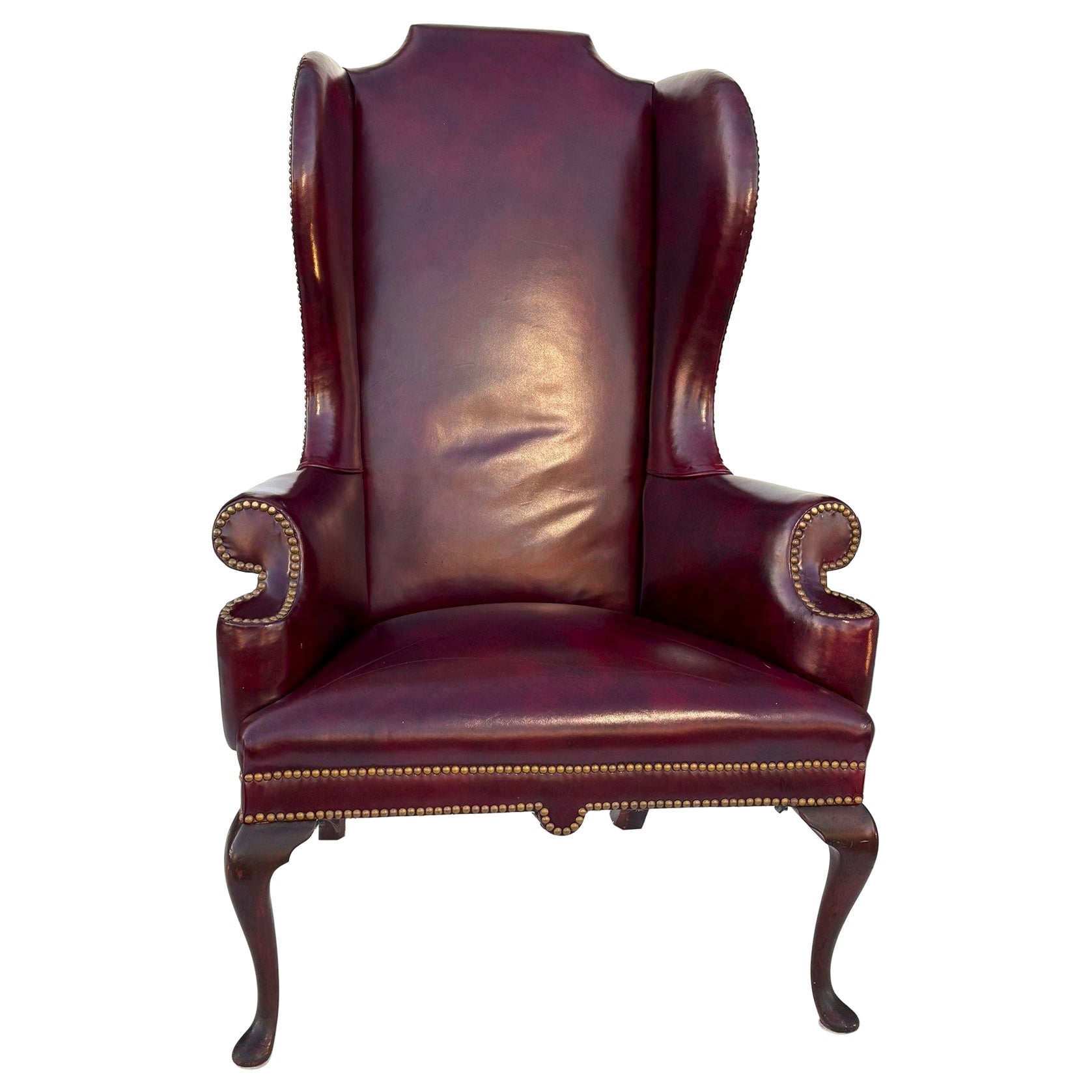 Georgian style Leather Wingback Chair For Sale
