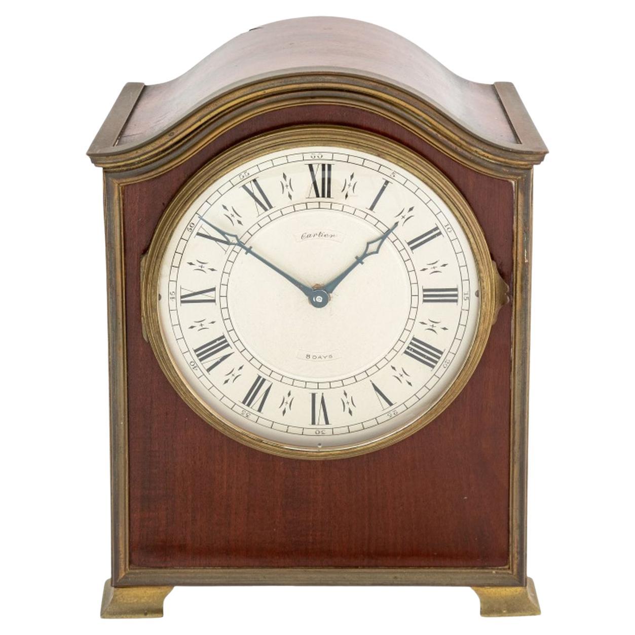 Georgian Style Mahogany and Brass Mantel Clock For Sale