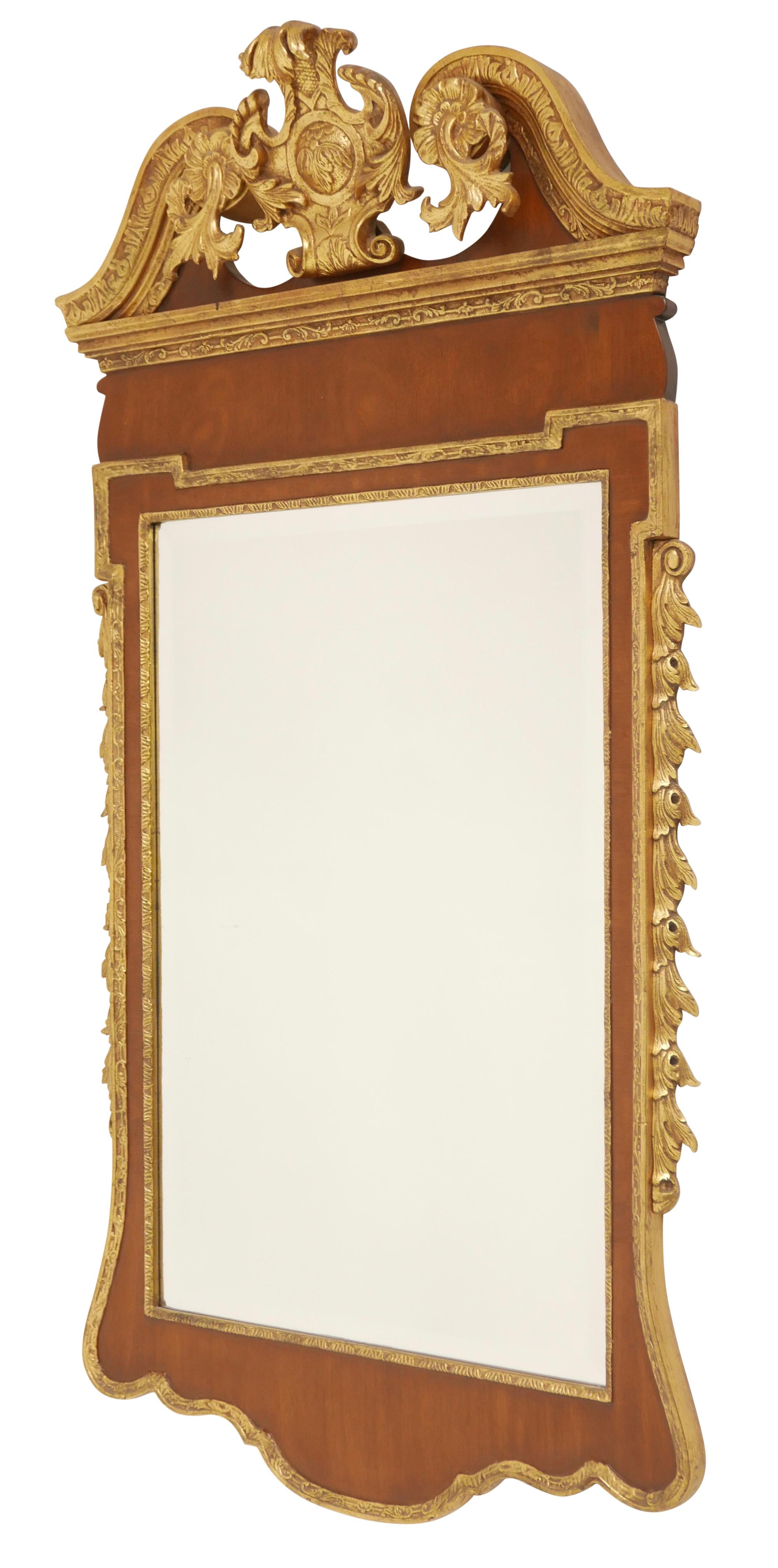 20th Century Georgian Style Mahogany and Giltwood Mirror For Sale
