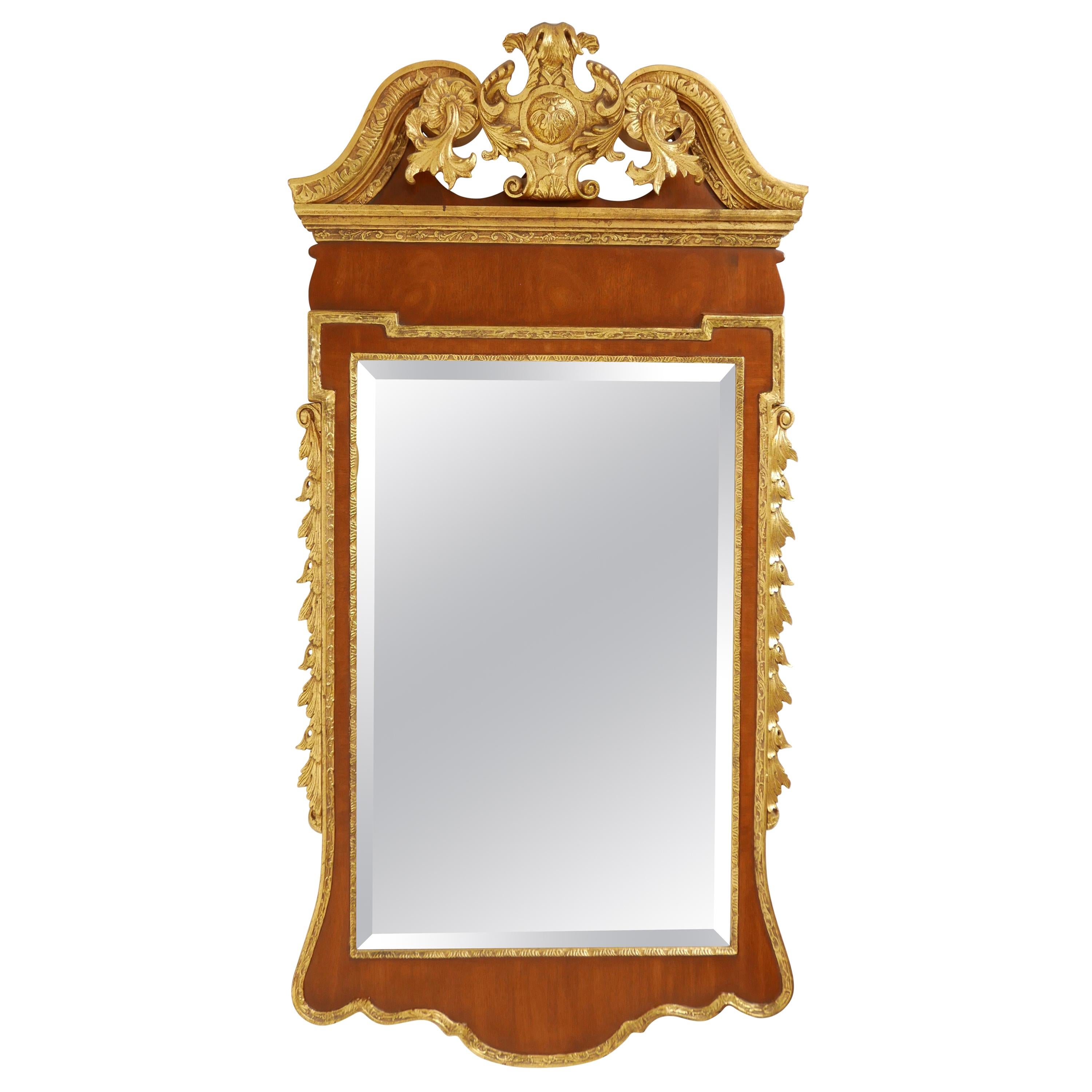 Georgian Style Mahogany and Giltwood Mirror For Sale