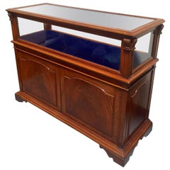 Georgian Style Mahogany and Glass Rectangular Showcase with Cabinet Below