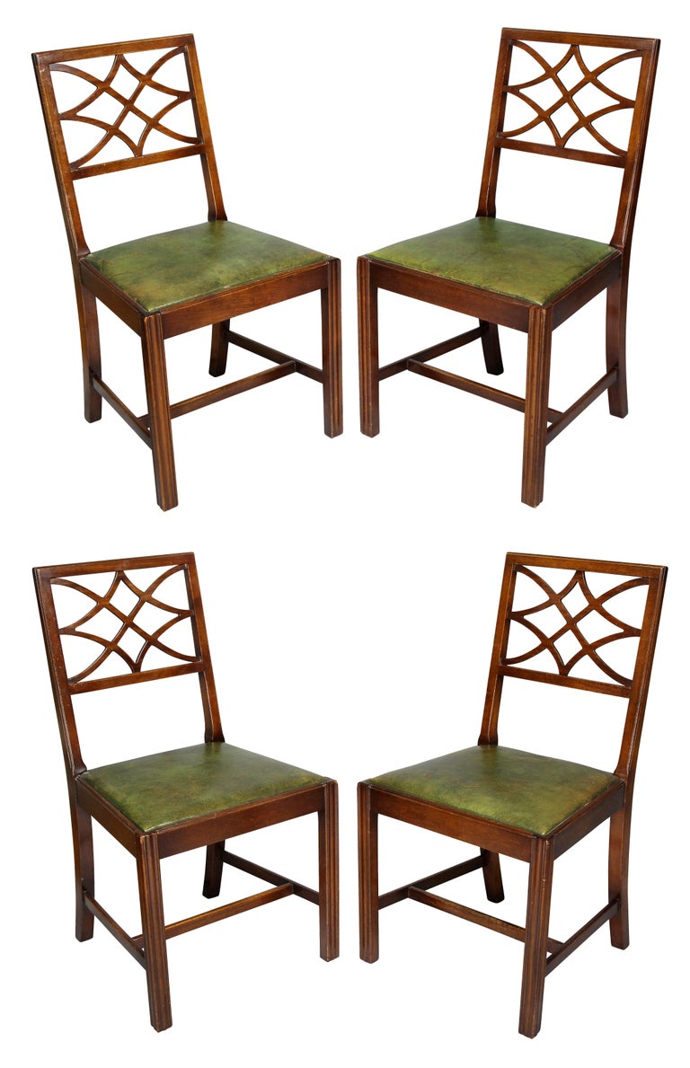 Georgian Style Mahogany and Green Leather Card Table and ...