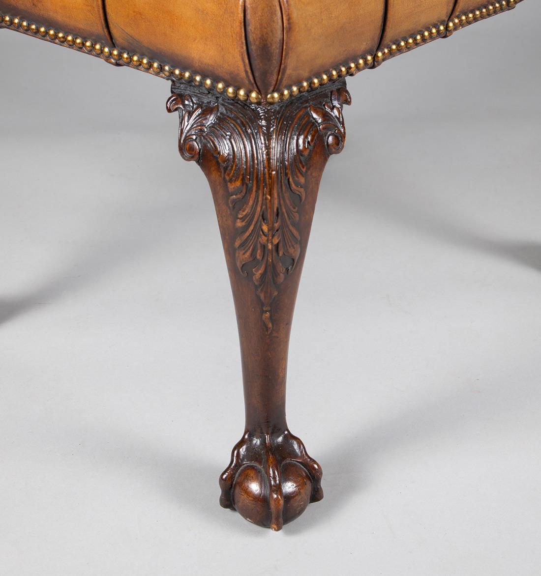 Georgian Style Mahogany and Leather Stool, circa 1900 For Sale 4
