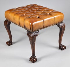 Georgian Style Mahogany and Leather Stool, circa 1900