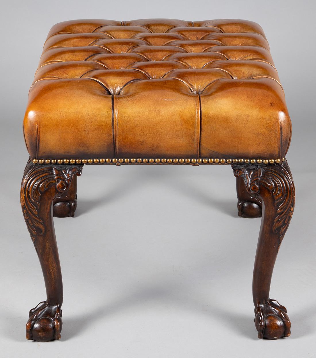 Georgian Style Mahogany and Leather Stool, circa 1900 For Sale 2