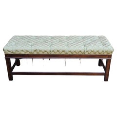 Georgian Style Mahogany and Tufted Upholstered Bench