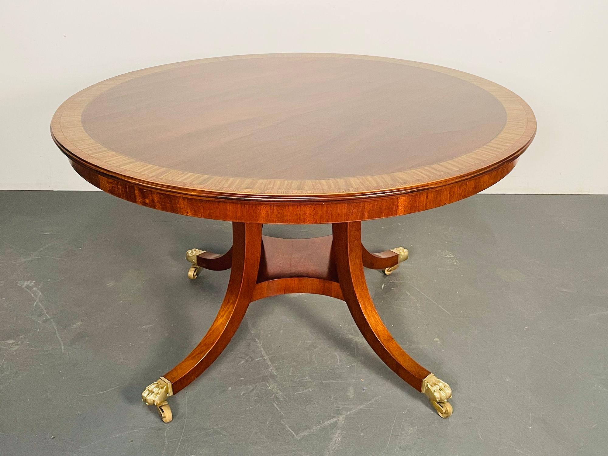 English Georgian Style Mahogany Banded Center or Dining Table by William Tillman